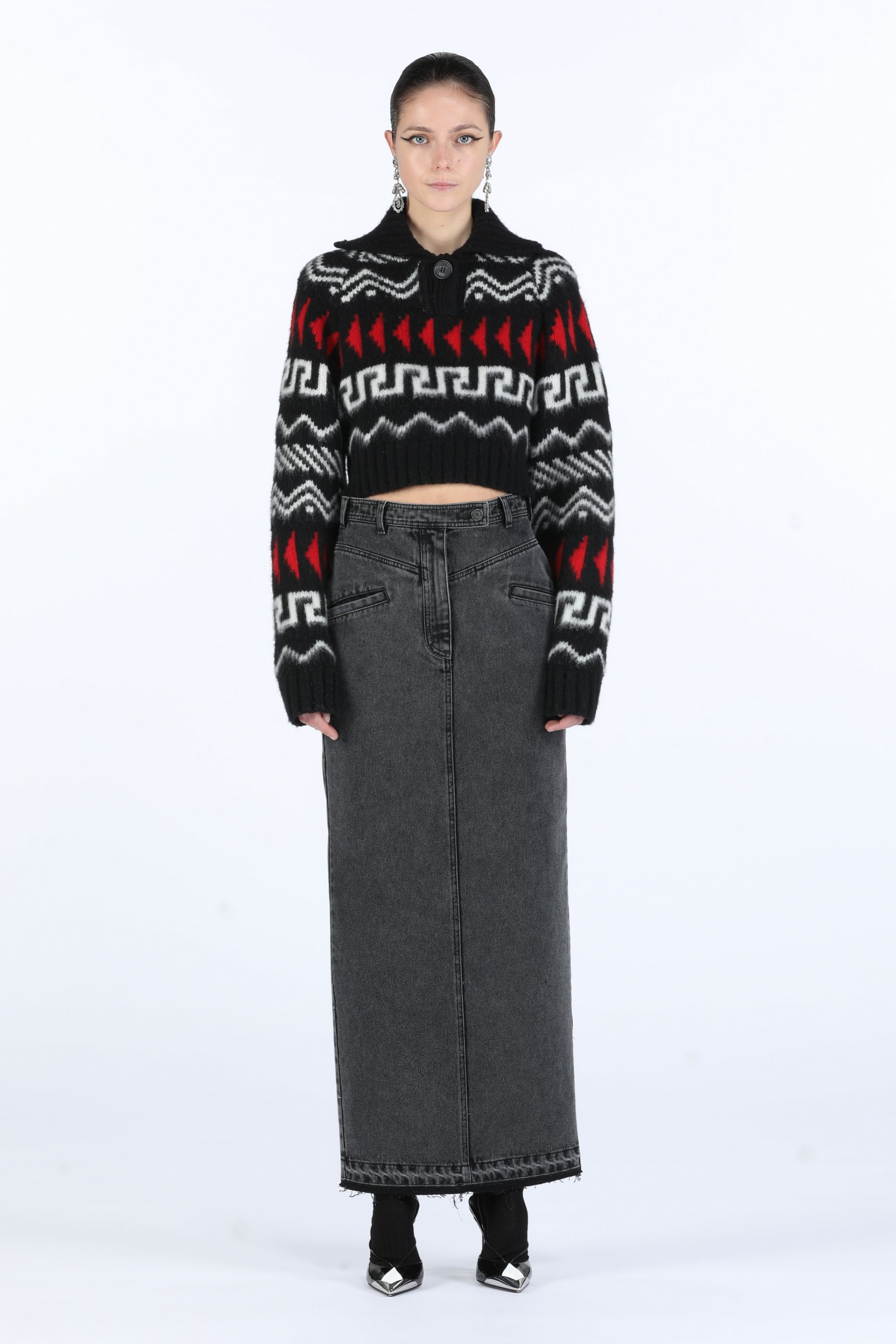 JACQUARD-KNIT CROPPED SWEATER - 4