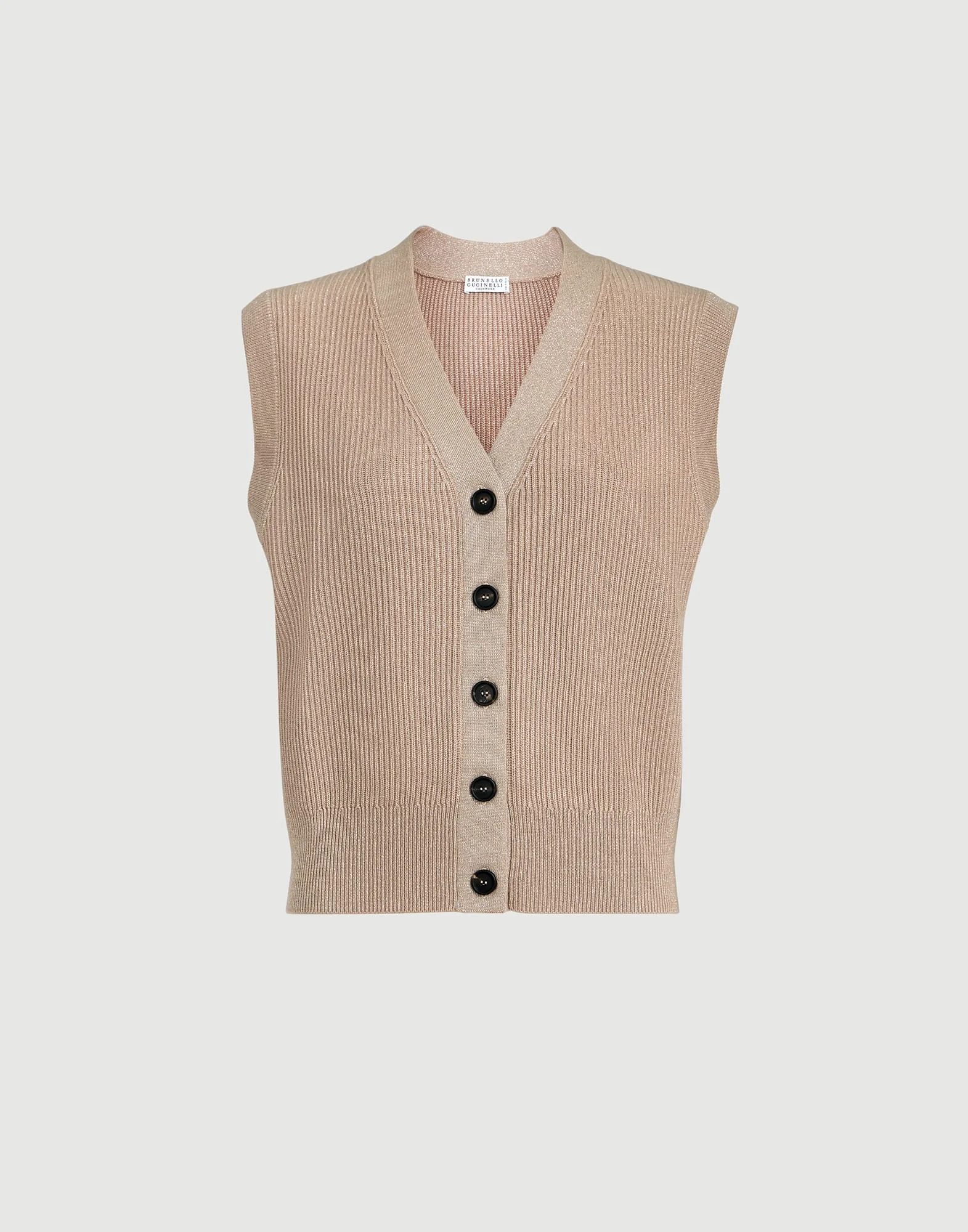 Sparkling cashmere rib knit vest - 1
