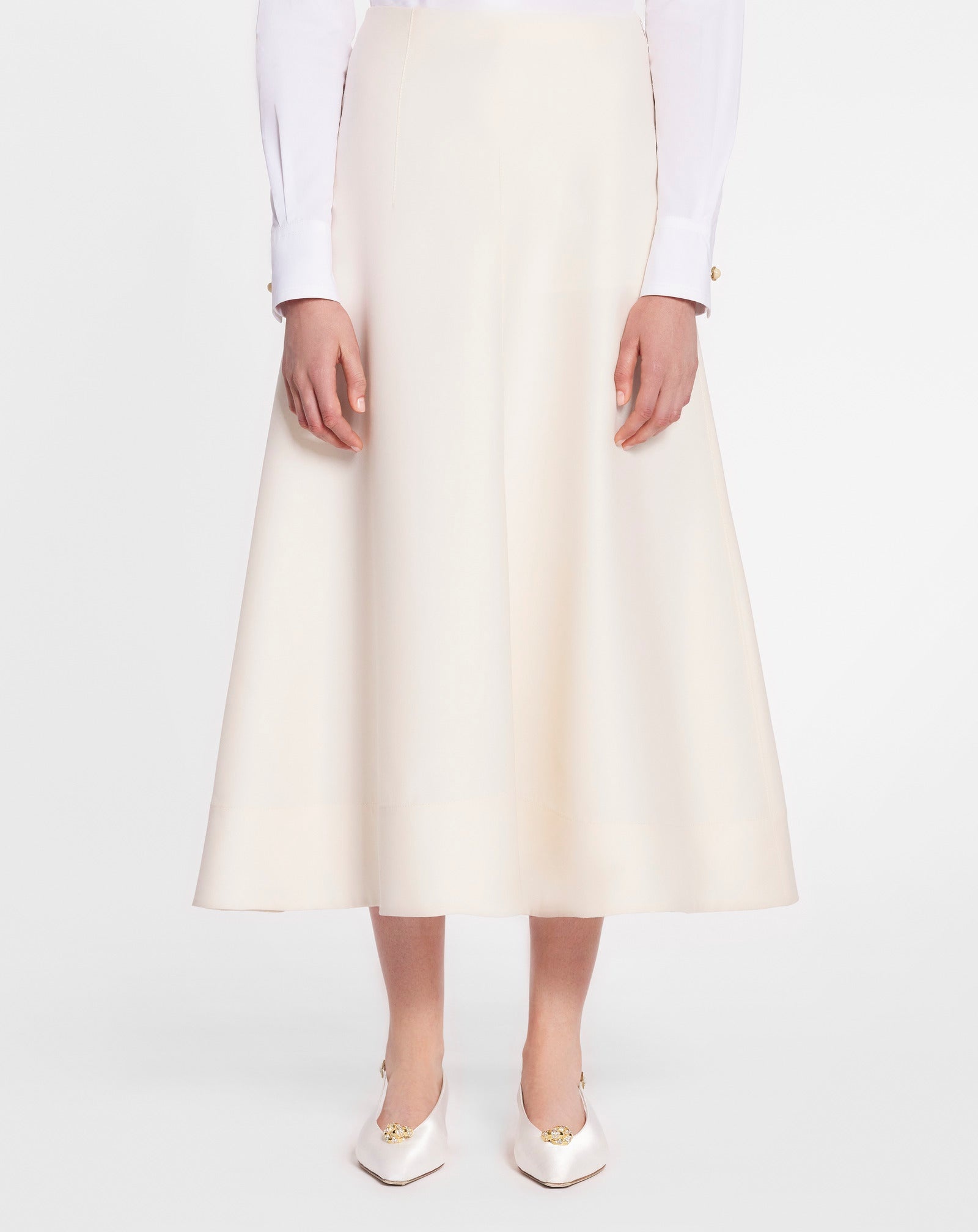 FLARE MAXI SKIRT IN WOOL AND SILK - 3