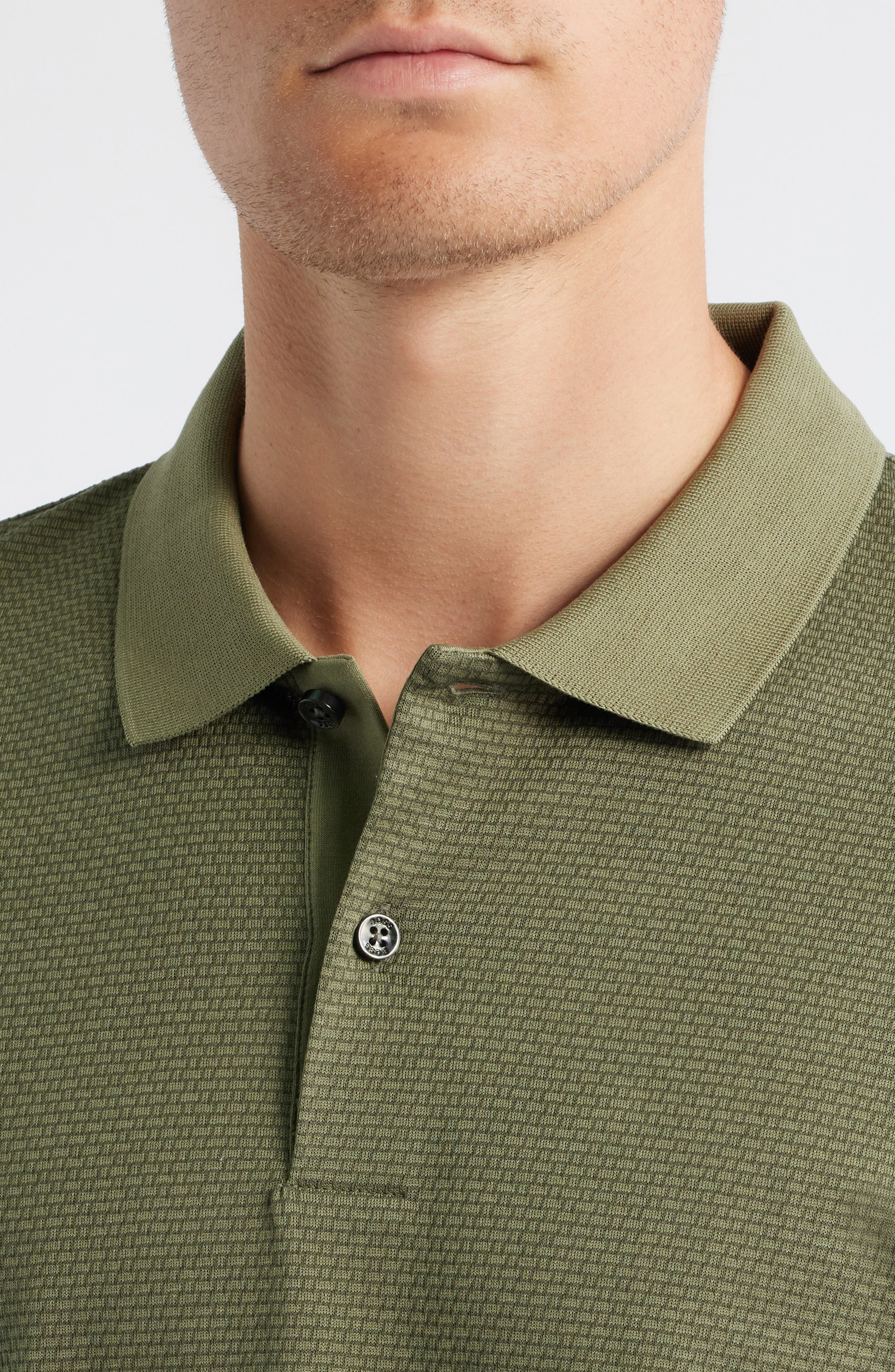 BOSS Parlay Geo Pattern Cotton Polo in Medium Green at Nordstrom - 4
