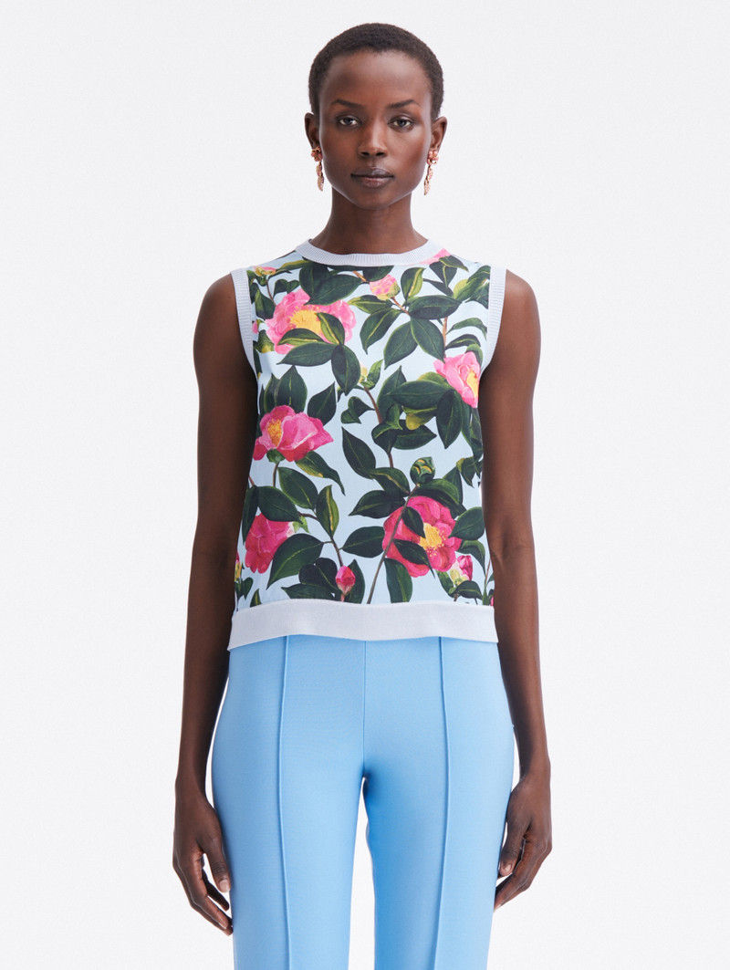 CAMELLIA PRINTED INSET TANK 1