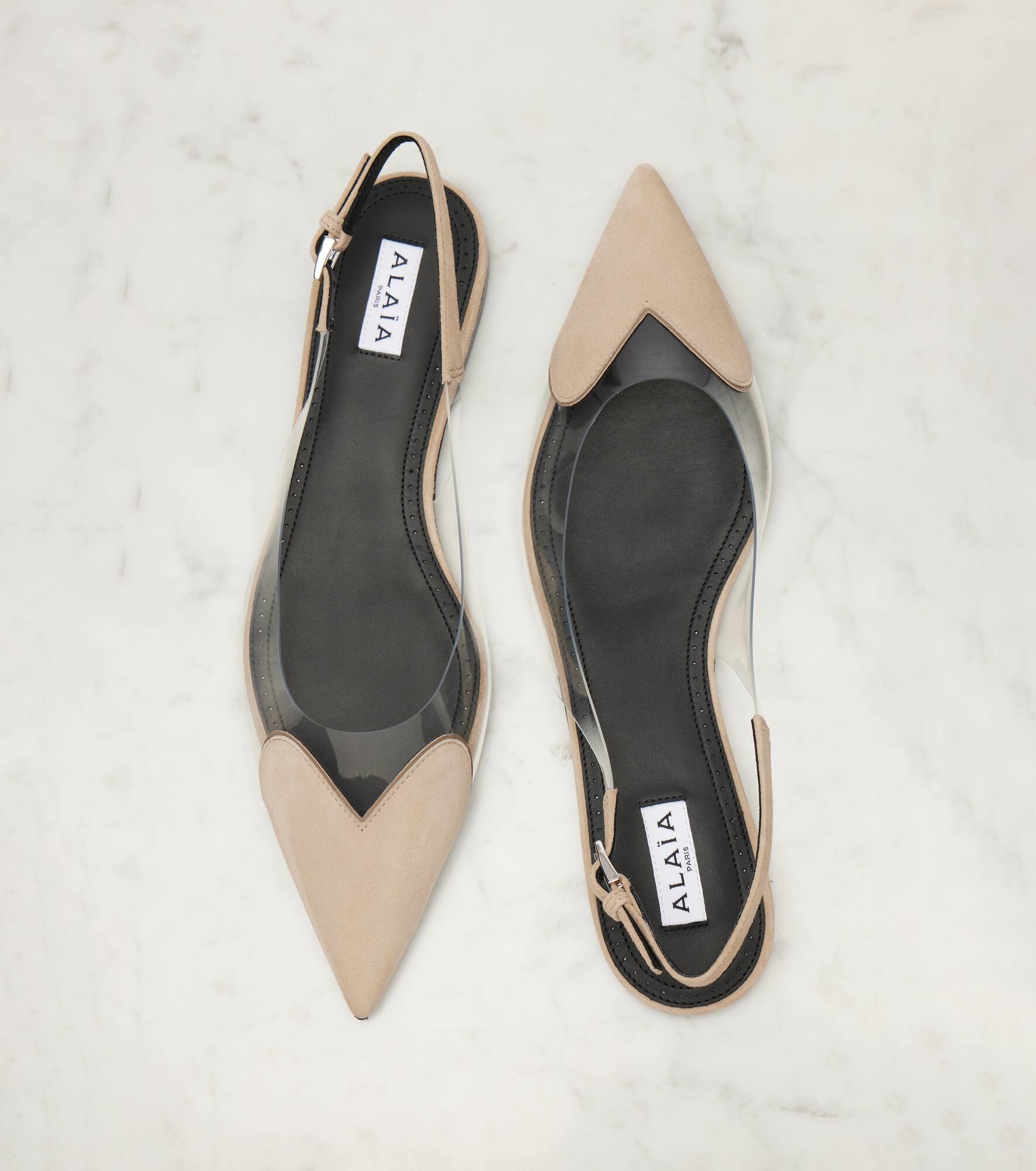 Cœur suede and PVC slingback ballet flats - 5