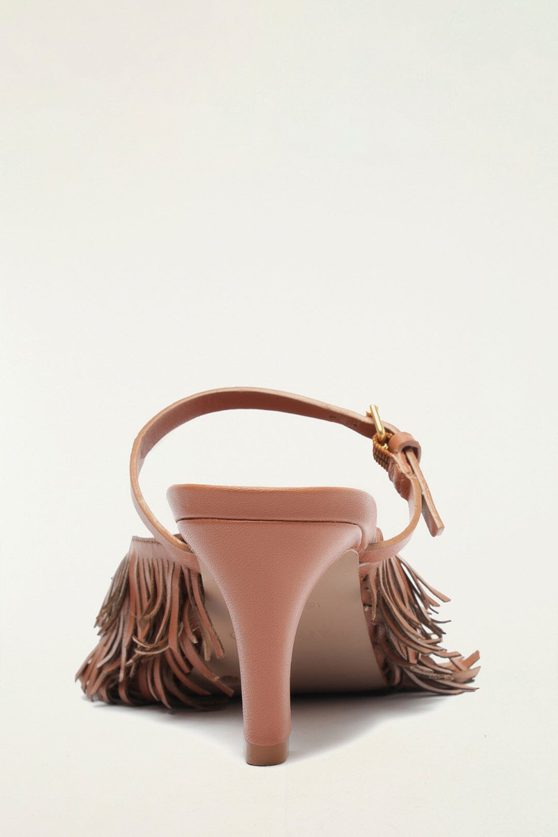 Brown Fringe Heeled Sandal 4