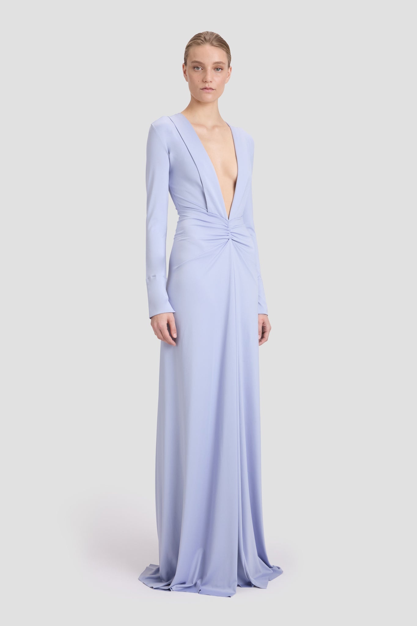 Long Sleeve Deep V-Neck Delphinium - 3