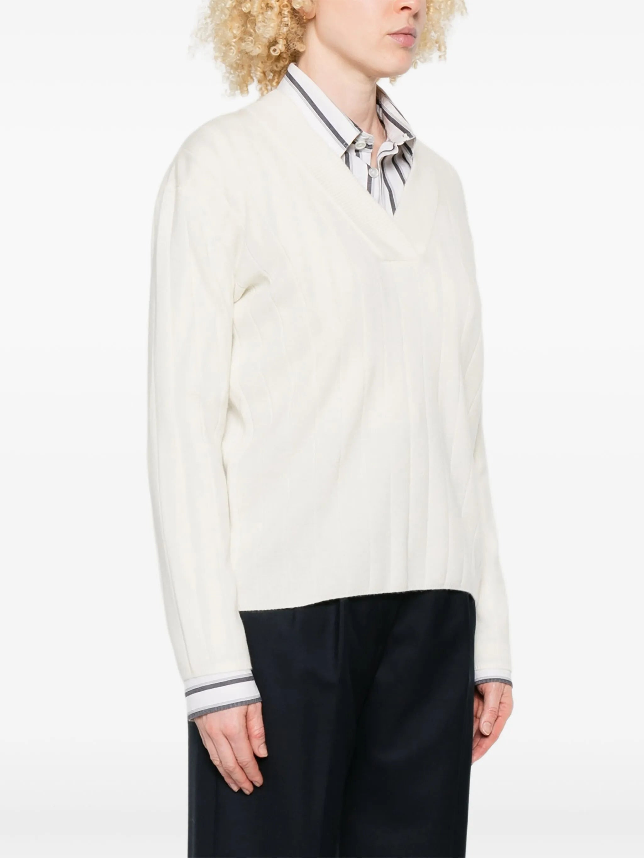 Max Mara Ribbed V-neck Sweater - 5