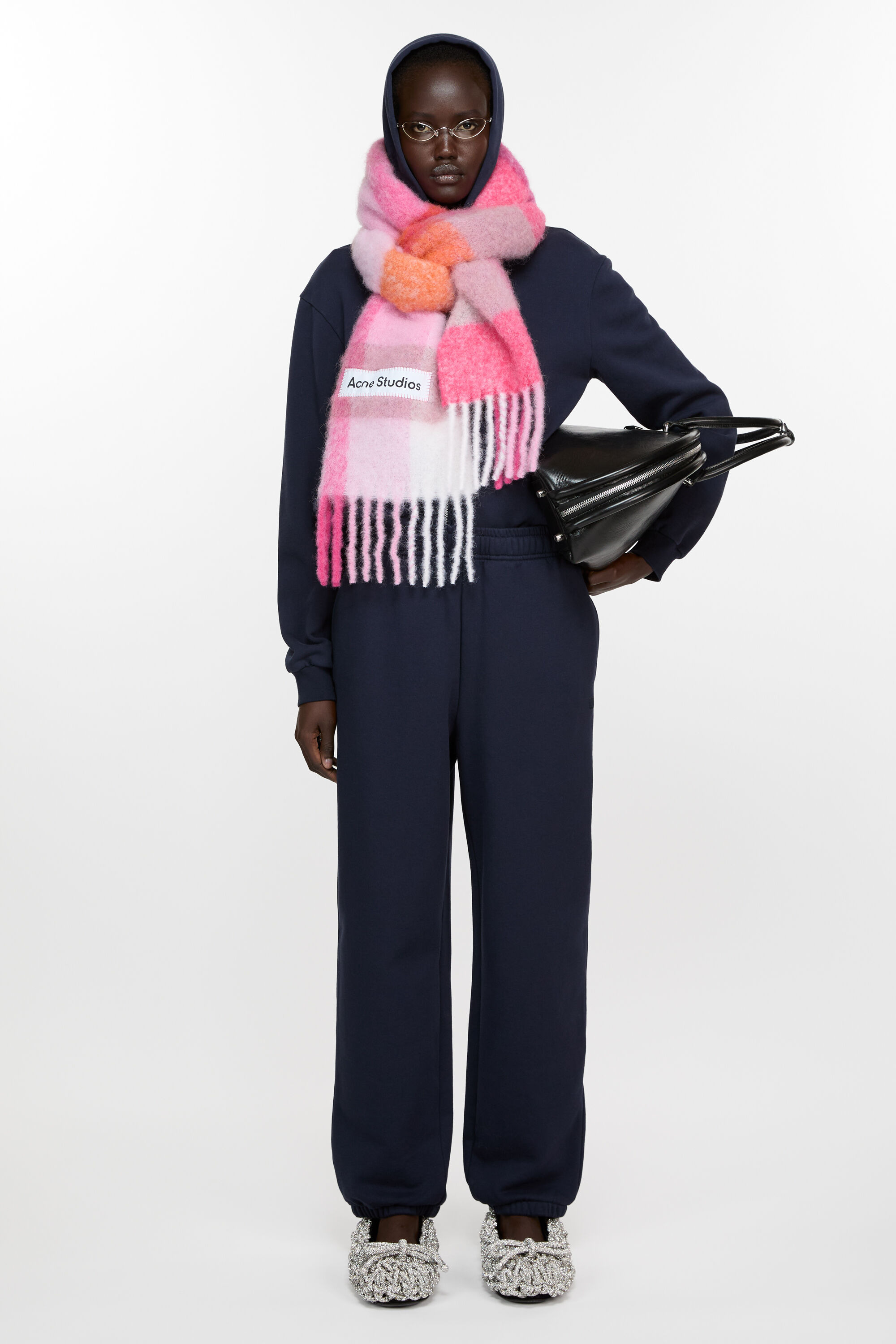 Mohair checked scarf - Pink/Fuchsia/White - 2