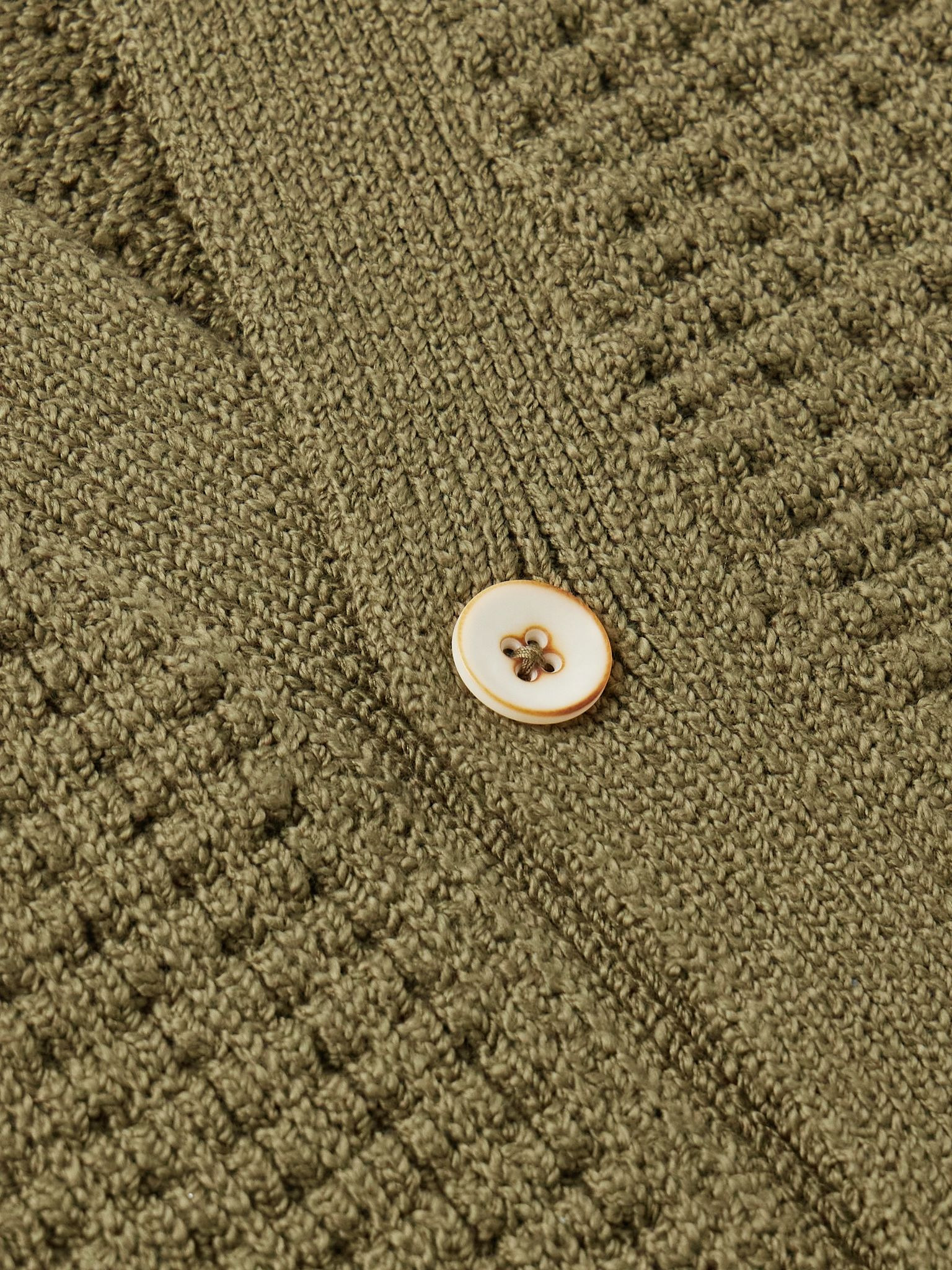 Nora Lite Waffle-Knit Cotton Cardigan Green - 4