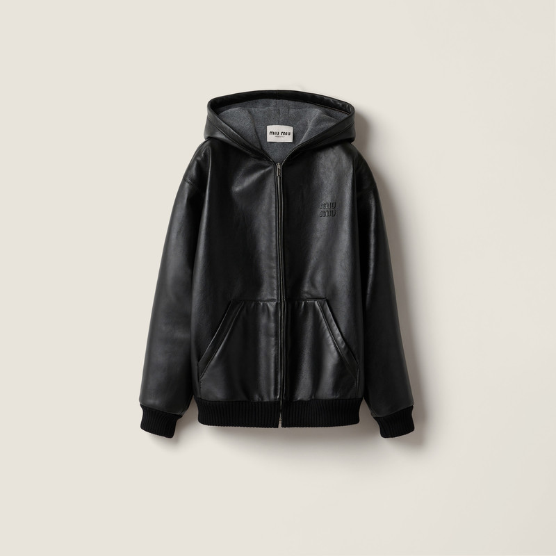 Nappa leather hoodie jacket 1