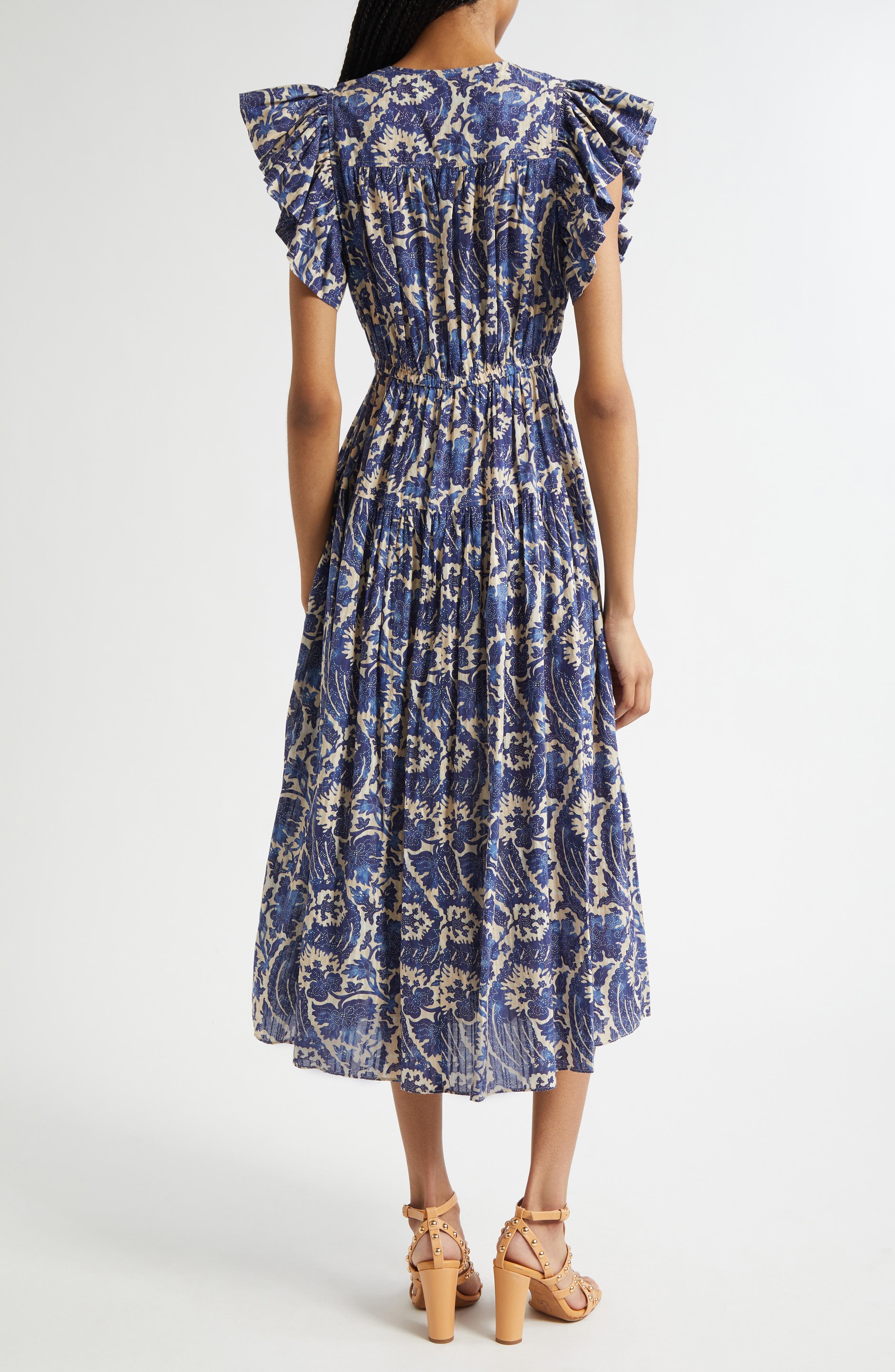 Ulla Johnson Kairi Flutter Sleeve Midi Dress in Ocean at Nordstrom - 2