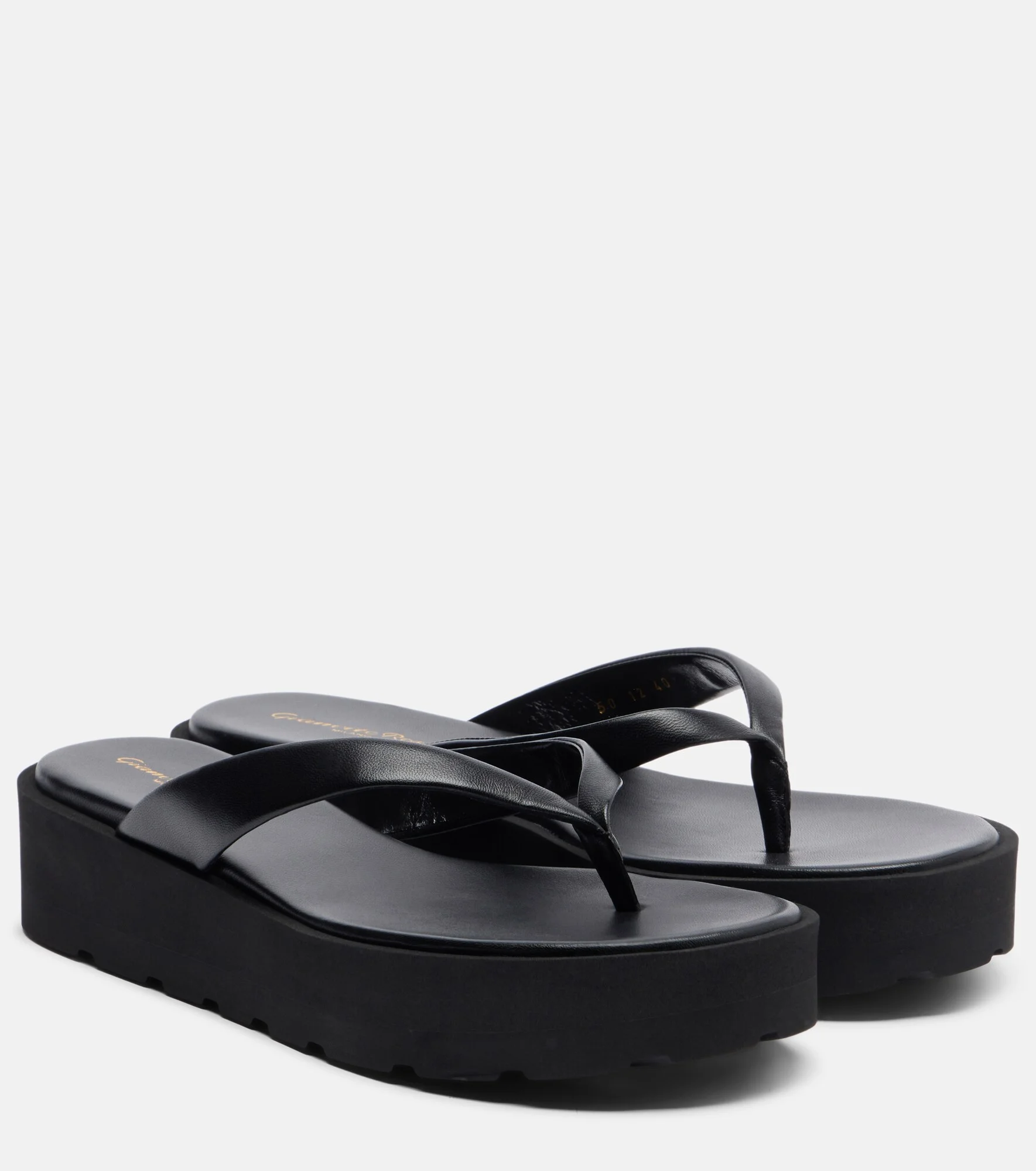 Leather platform thong sandals - 1
