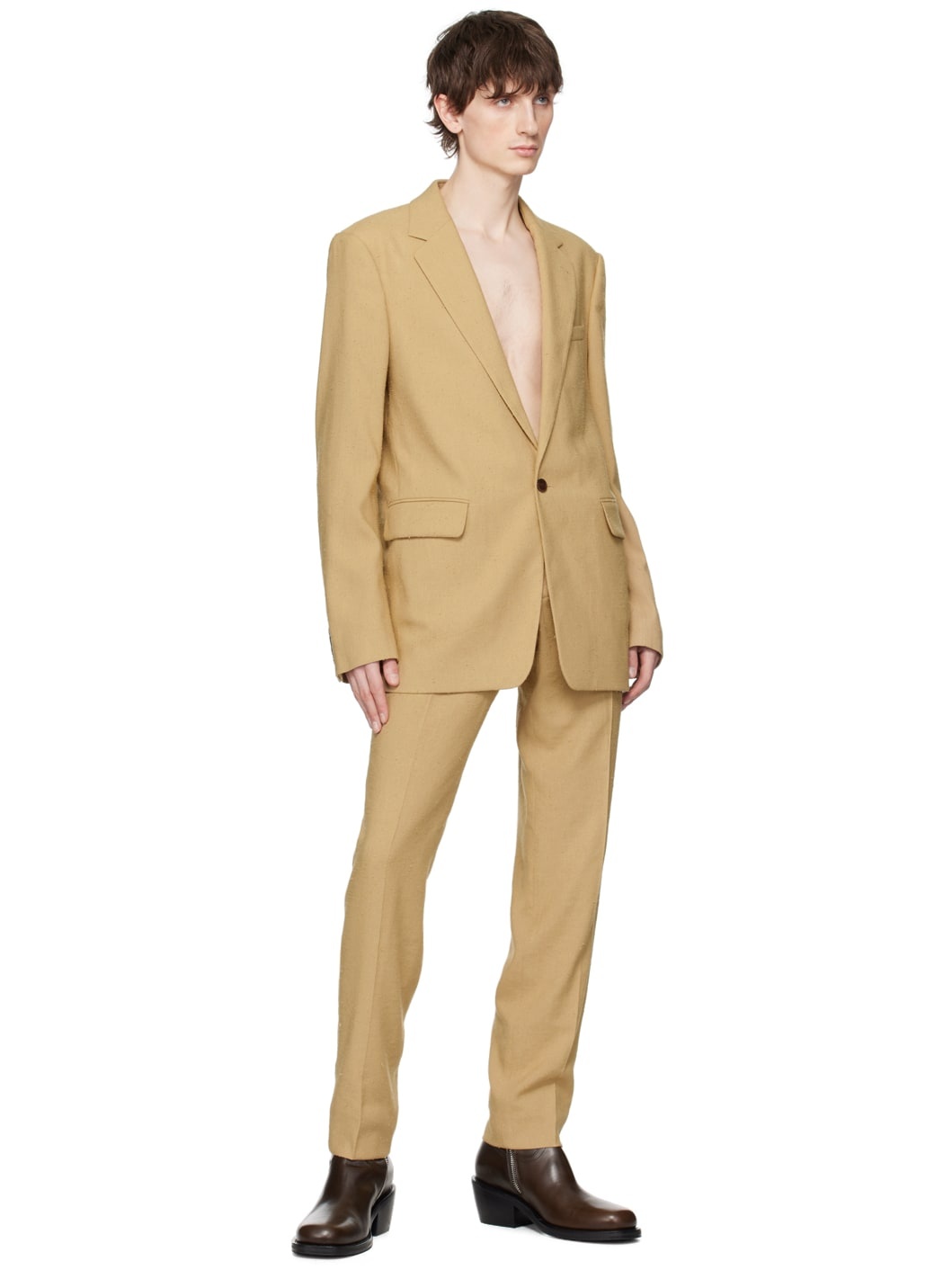 Tan Single-Breasted Suit - 5