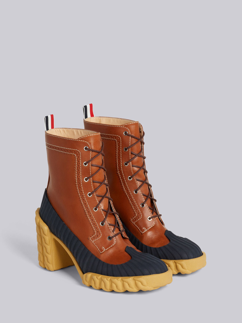 Camel Calf Leather 75mm Heel Rubber Sole Longwing Duck Boot 3