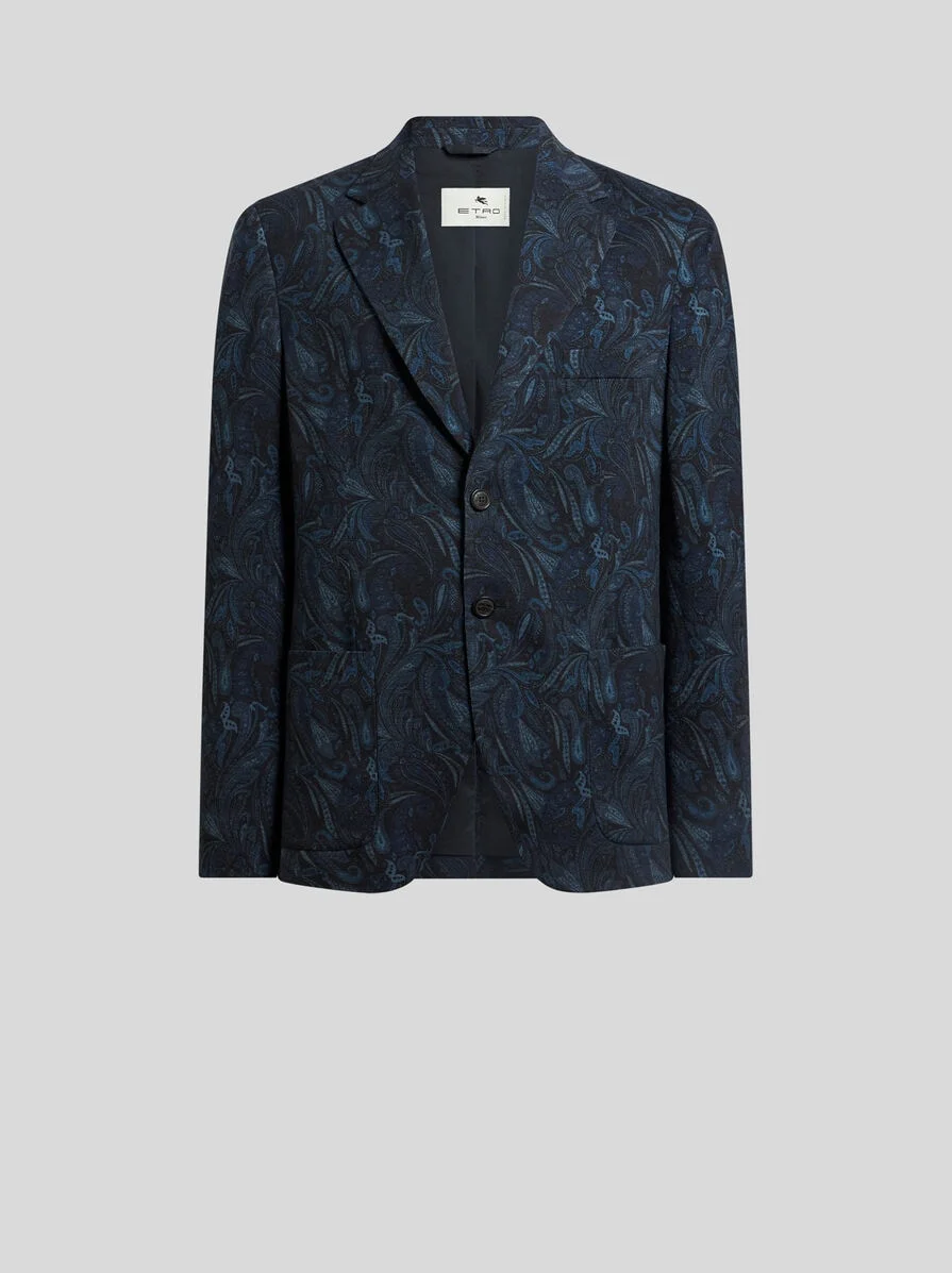WOOL-BLEND JERSEY TRAVEL JACKET WITH PAISLEY MOTIF - 1