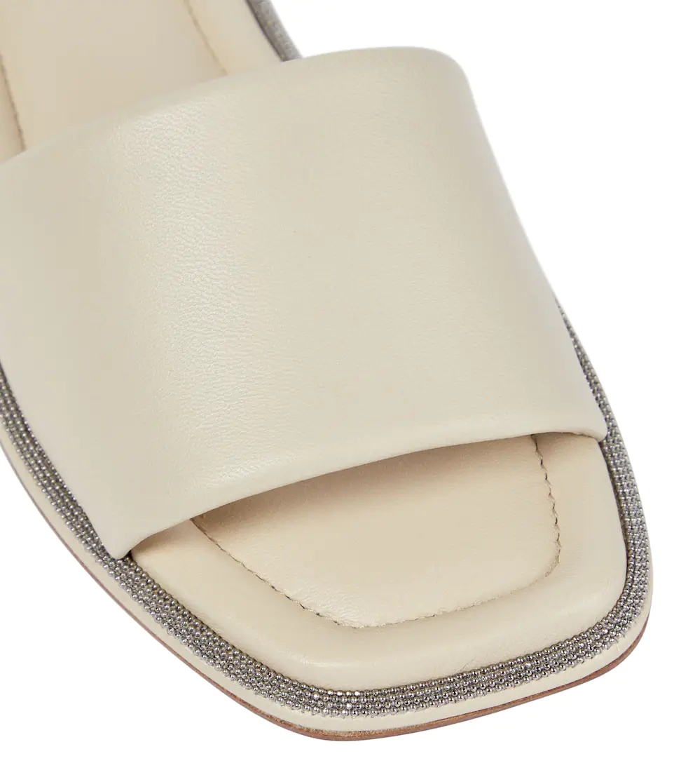 Embellished leather slides - 6