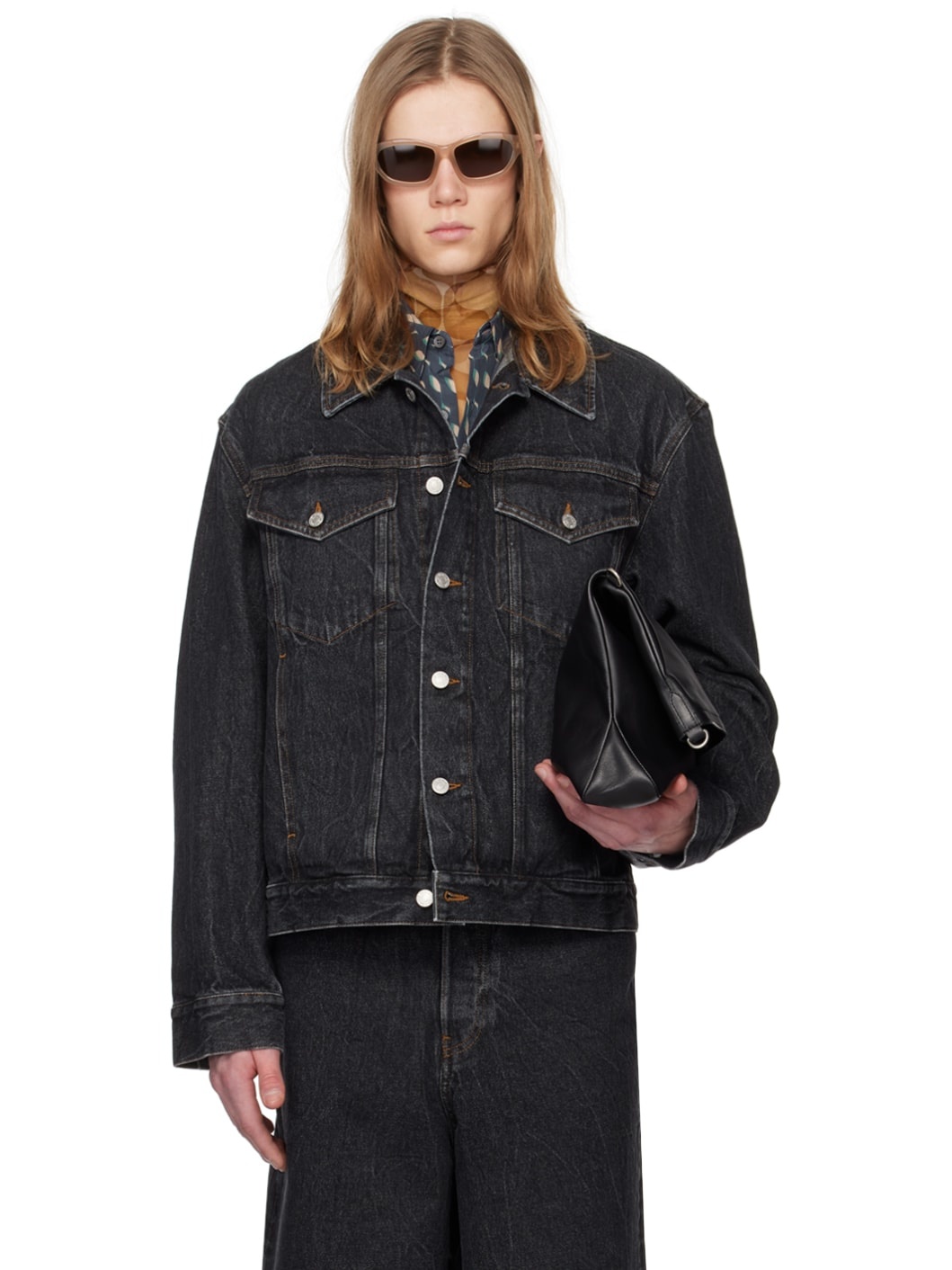 Black Faded Denim Jacket - 1