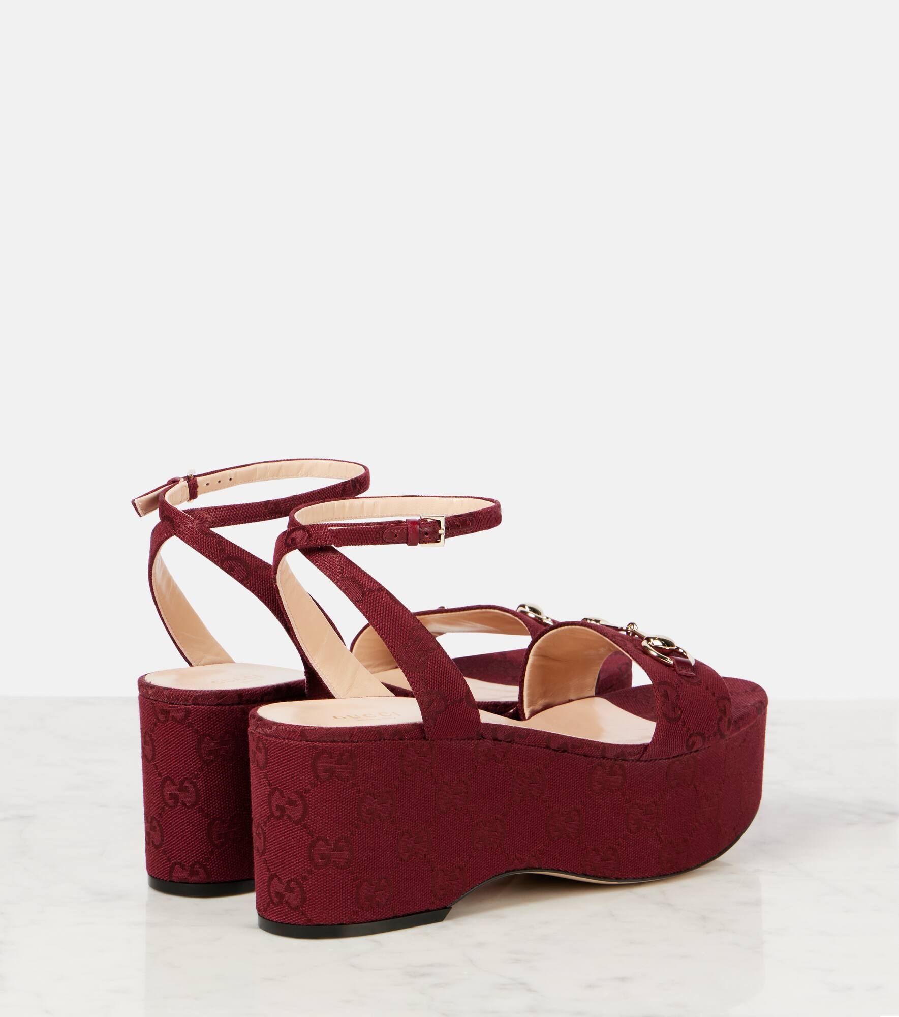 Lady Horsebit GG Canvas wedge sandals - 2