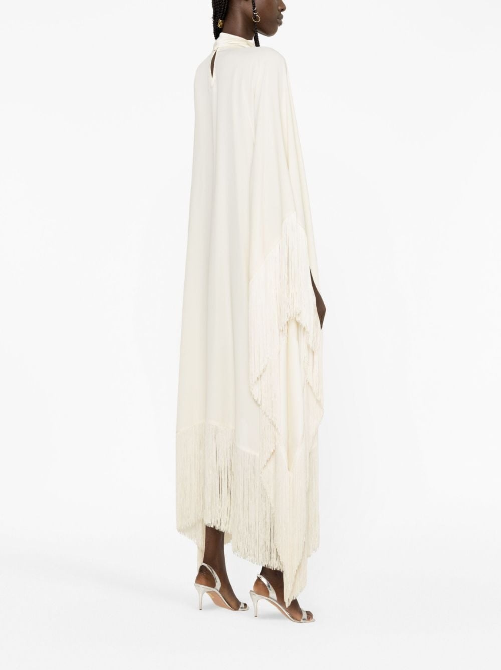 long-sleeve fringed midi dress - 3