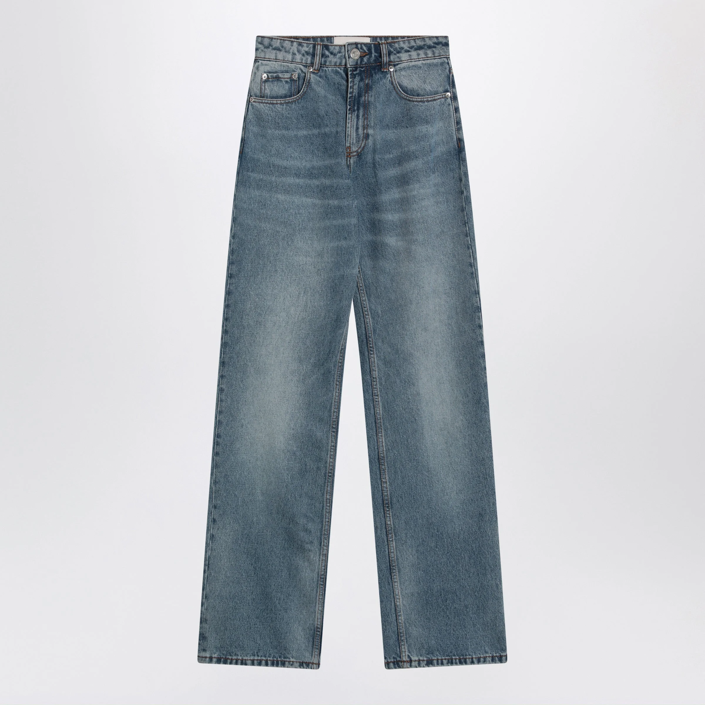 Ami Paris Wide-Leg Jeans In Washed Indigo Denim Women - 1