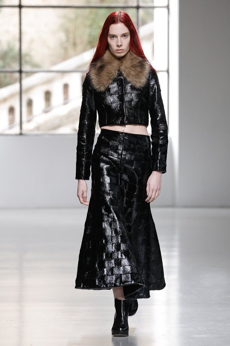 WEAVED JACKET WITH DETACHABLE COLLAR BLACK BROWN 8