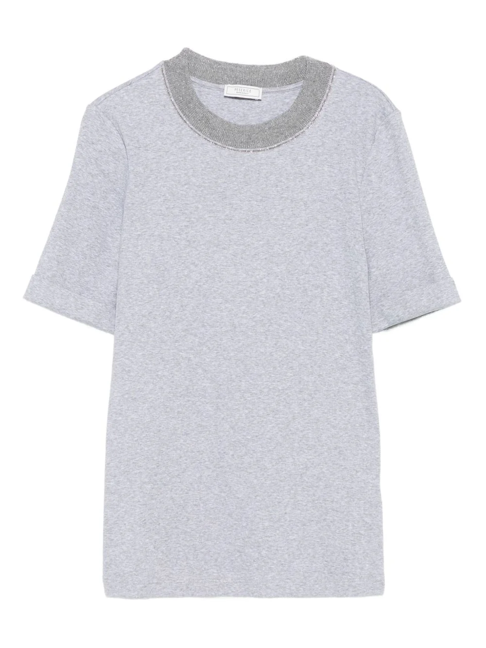 embellished-neck T-shirt - 1