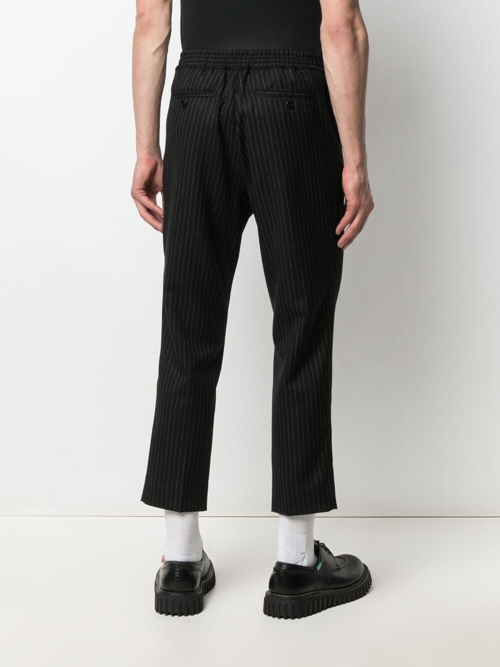 cropped pinstripe track pants - 4