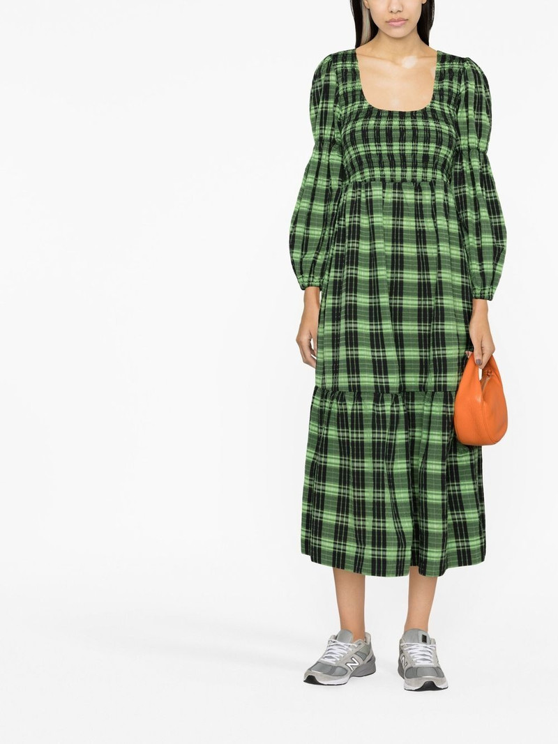 GANNI seersucker check midi dress outlook