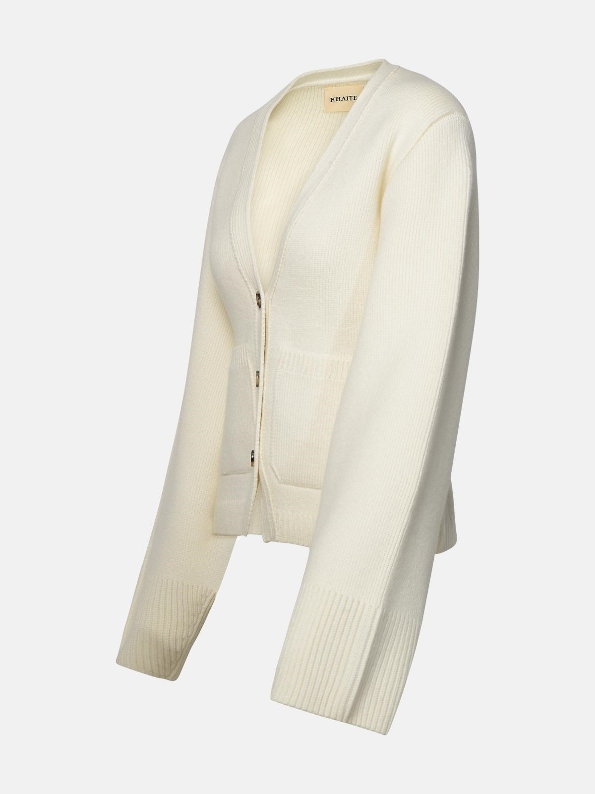 'SCARLET' IVORY CASHMERE CARDIGAN - 2