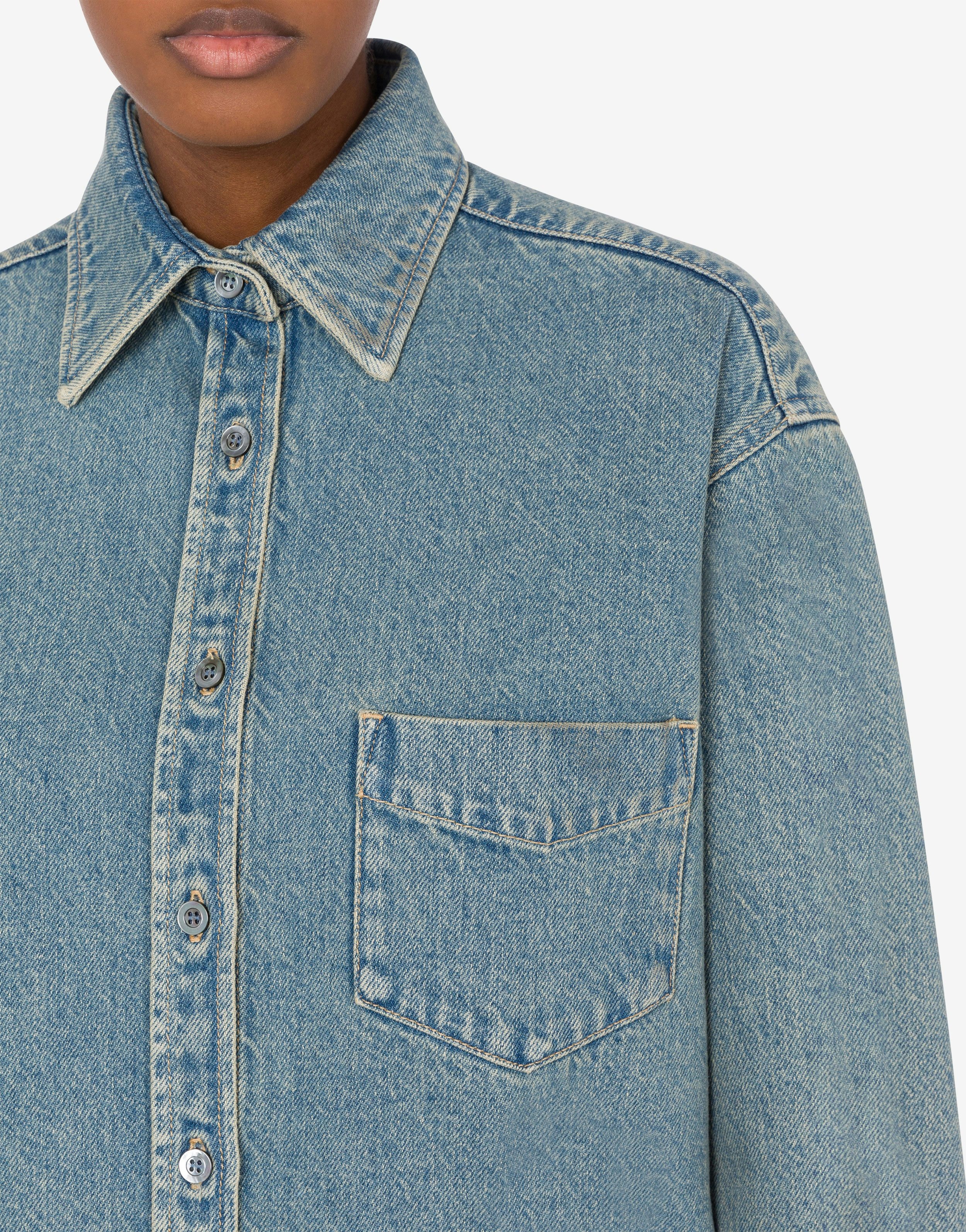 SHIRT IN BLUE COTTON DENIM - 4