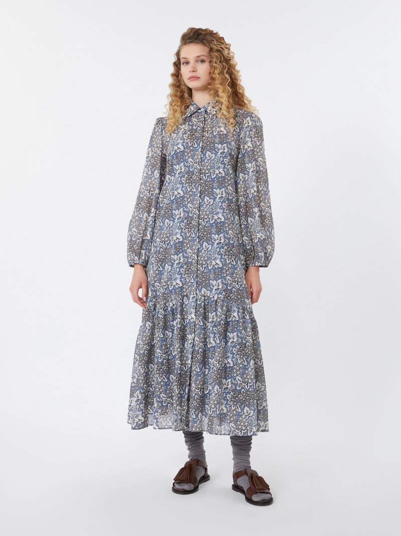 OBOLI Voile patterned shirt dress - NAVY 3