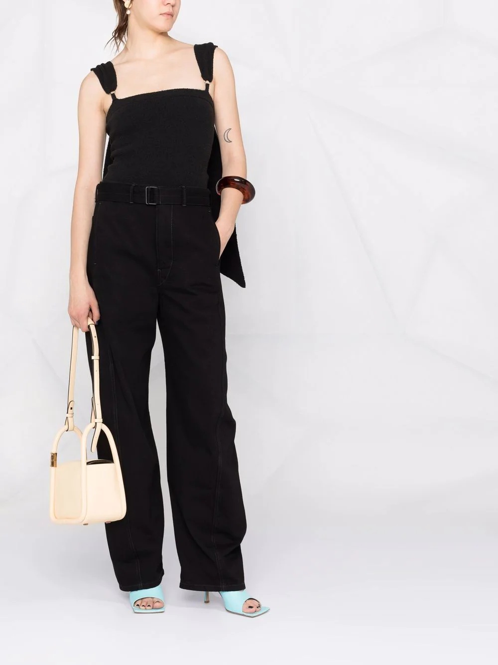 draped-strap bandeau top - 2