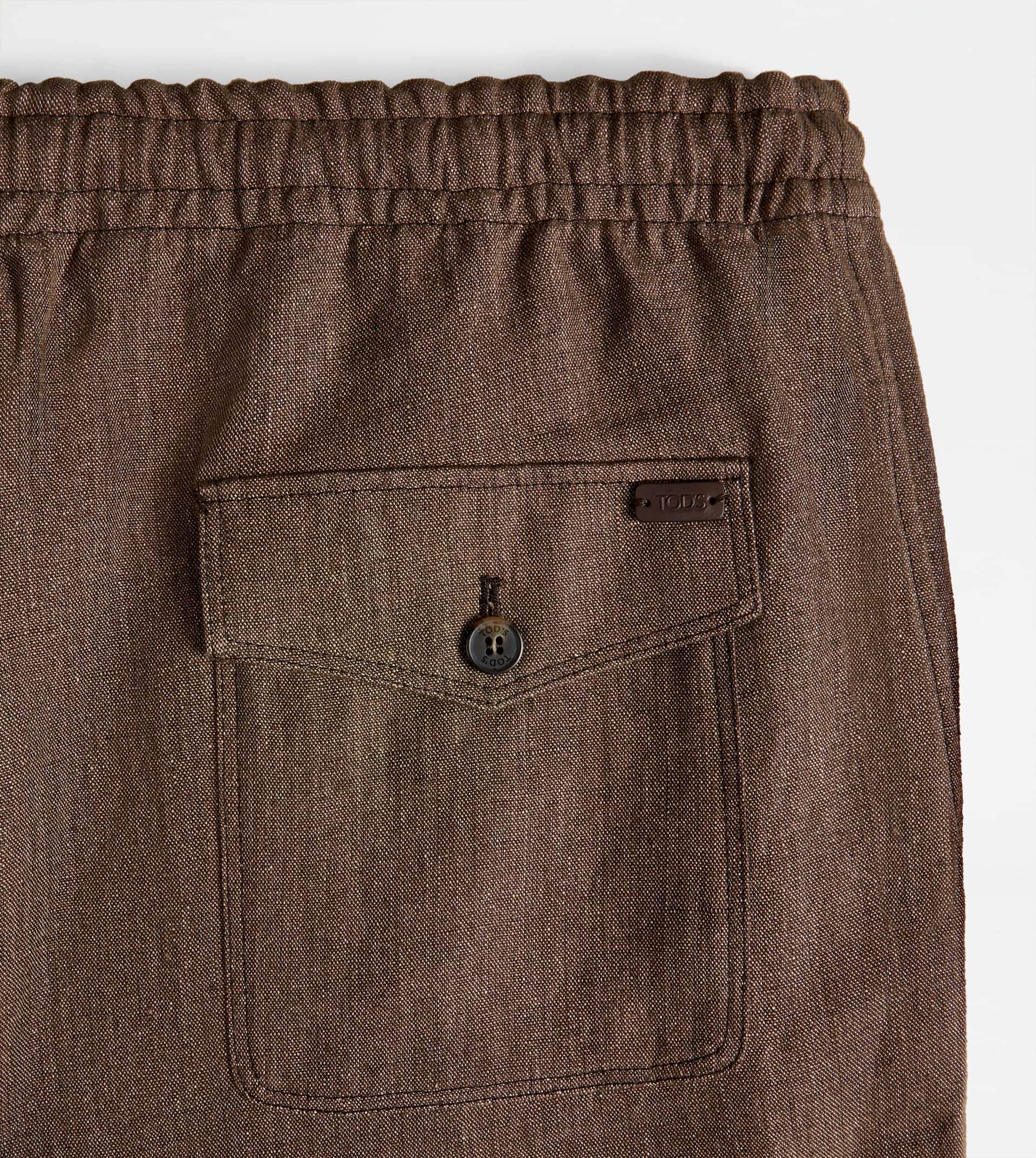PANTS IN LINEN WITH DRAWSTRING - BROWN - 3