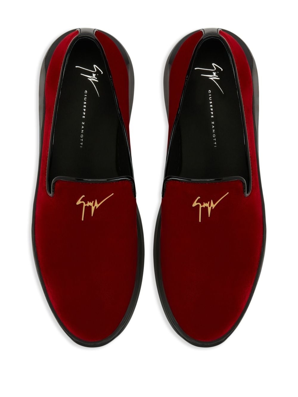 Conley logo-plaque velvet loafers - 4