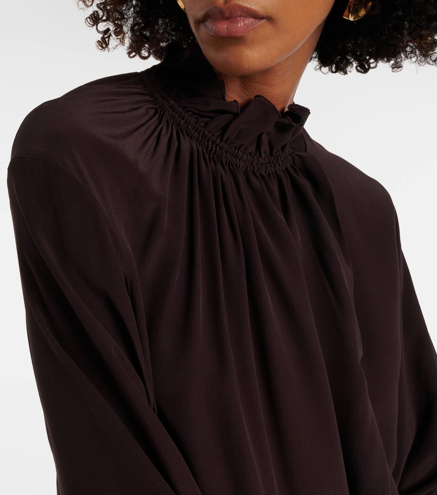 Ruffled silk crêpe de chine top - 5