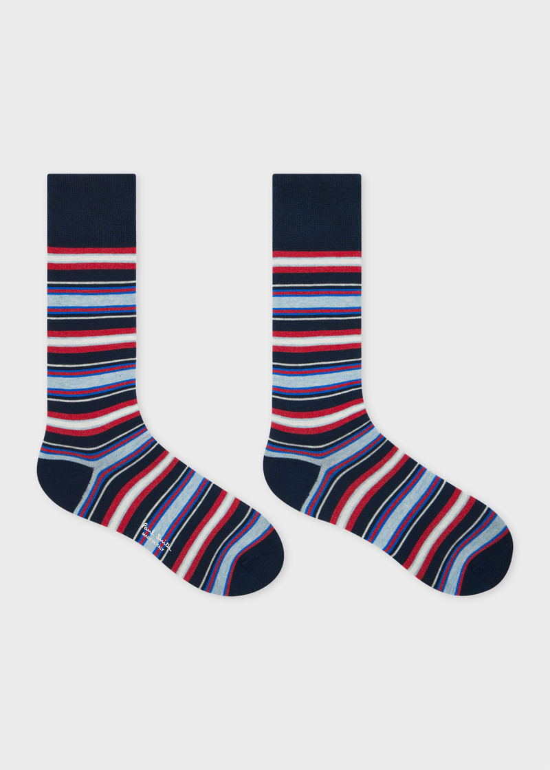 Paul Smith Navy Mixed Striped Socks outlook