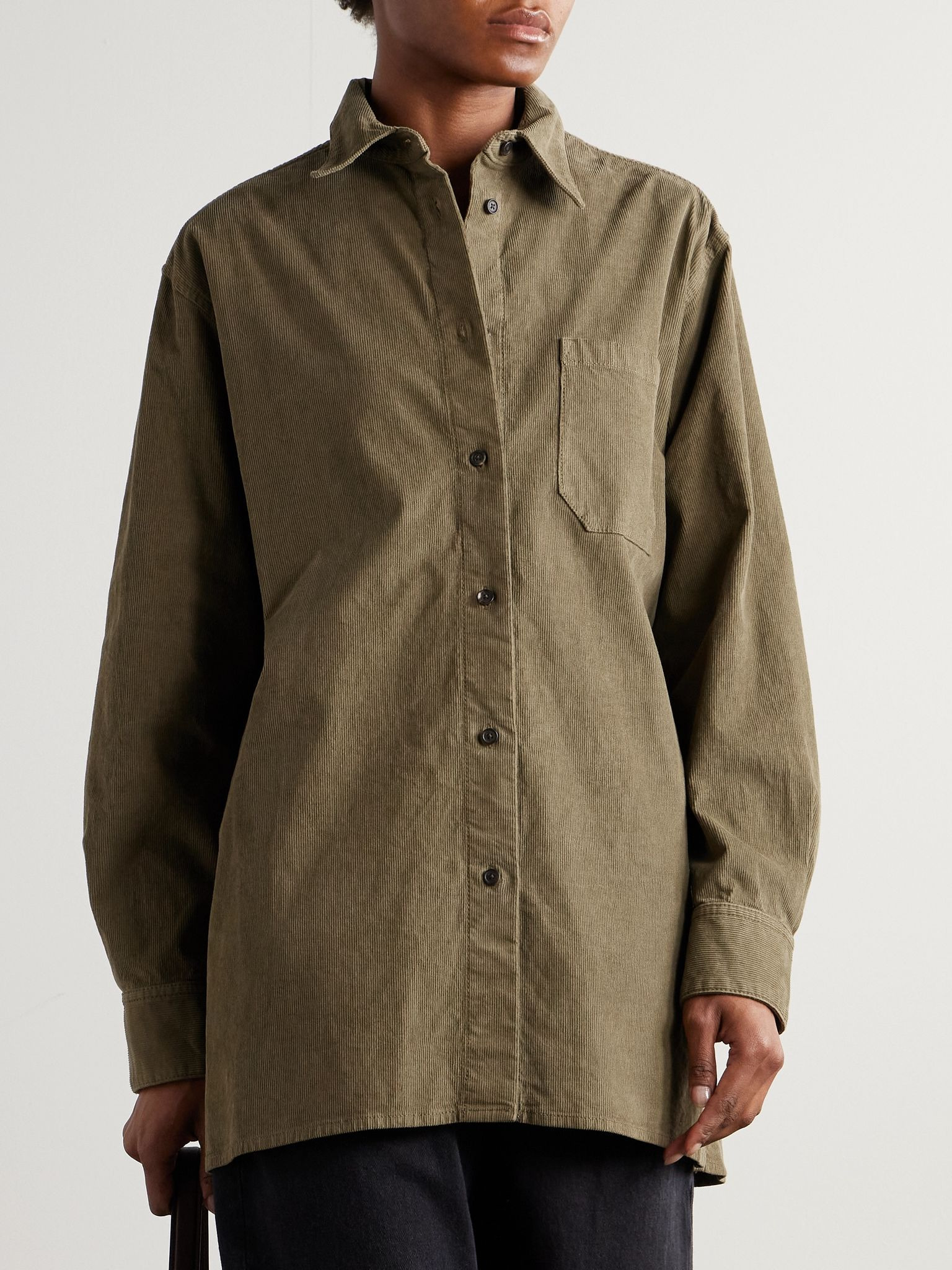 Idro oversized cotton-blend corduroy shirt Green - 3