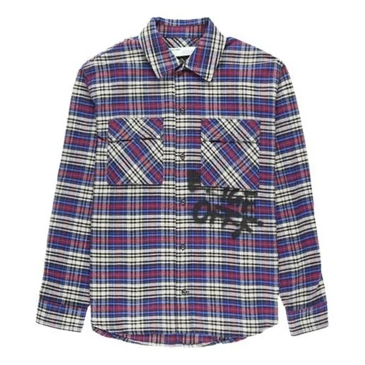 Off-White C/O VIRGIL ABLOH OW FLANNEL CHECK SHIRT BLUE OMGA091F19F330063010 - 1