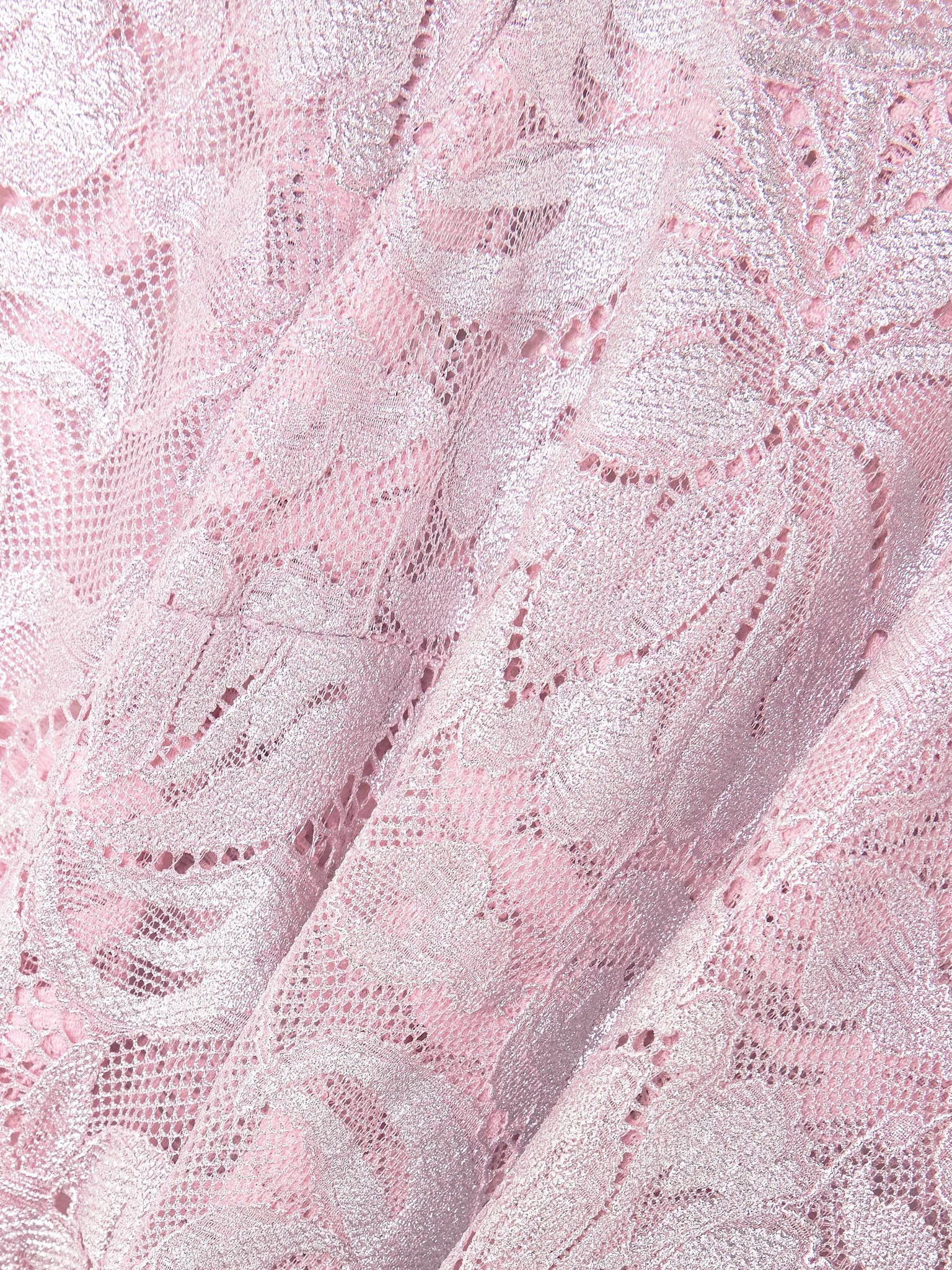 Off-the-shoulder metallic stretch-lace top Pink - 5