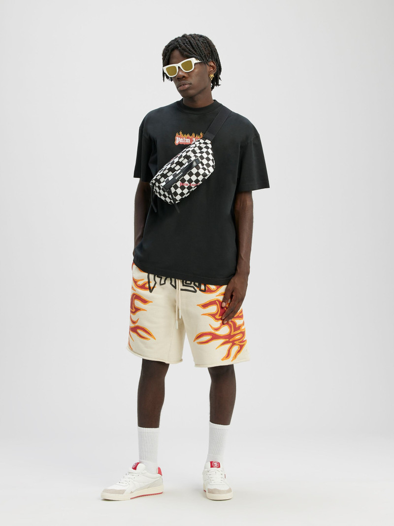 Palm Angels GARMENT DYE GRAFFITI FLAMES SWEATSHORTS outlook