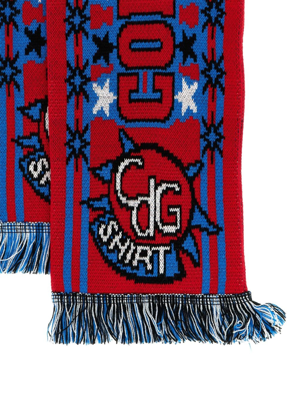 intarsia-knit fringed scarf - 2