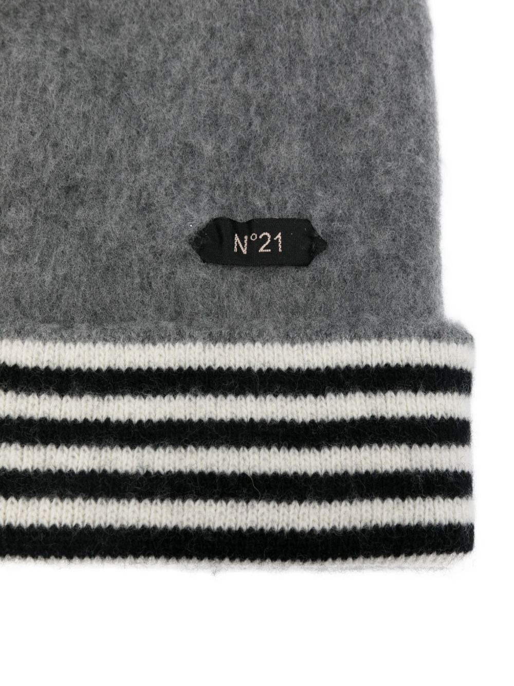 striped-trim beanie - 3
