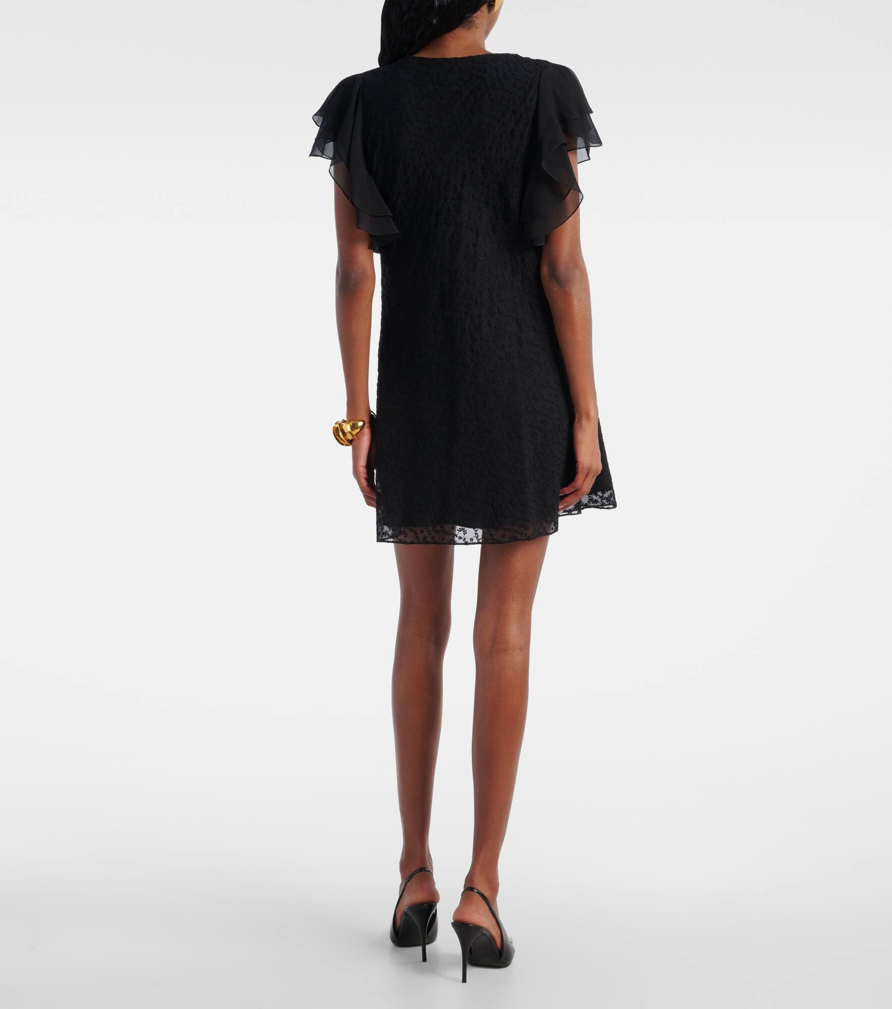Floral-appliqué embroidered minidress - 3