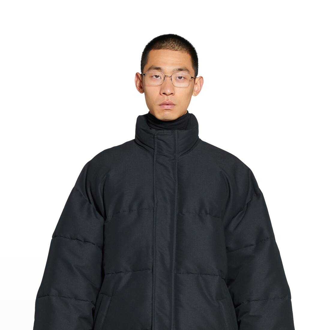 Men's Boxy Puffer Jacket in Black - 4