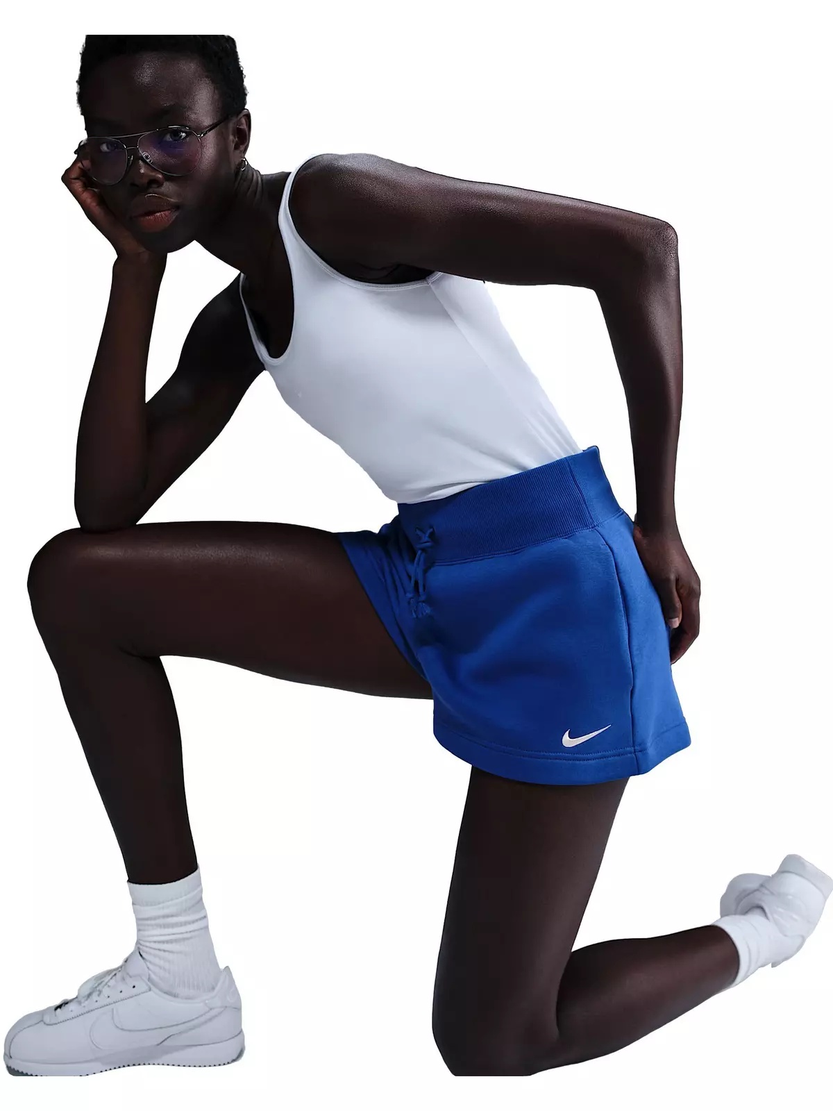 Women's Sportswear Phoenix Fleece High-Waisted Loose Shorts - Blue - 5