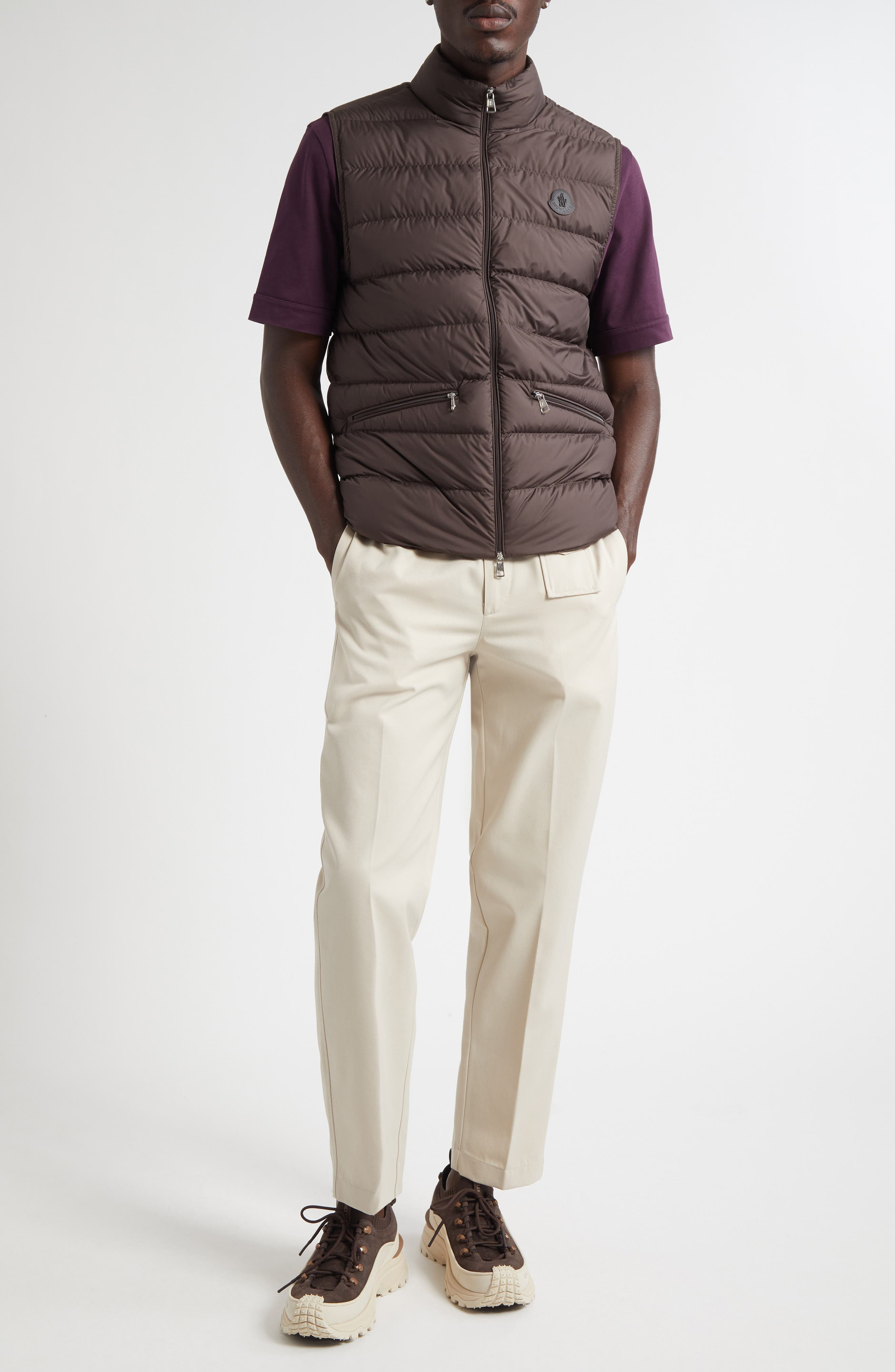 Moncler Tailored Gabardine Pants in Intense Beige at Nordstrom - 2