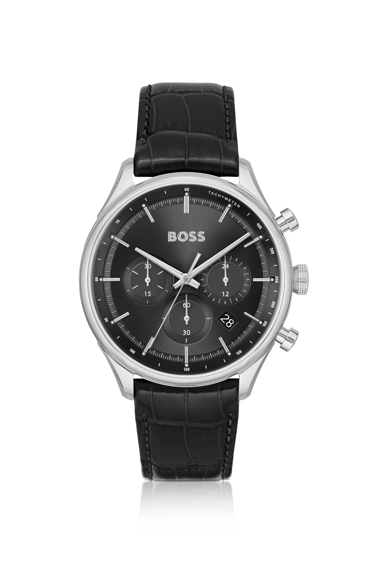 CHRONOGRAPH WATCH WITH CROCODILE LEATHER STRAP - 1