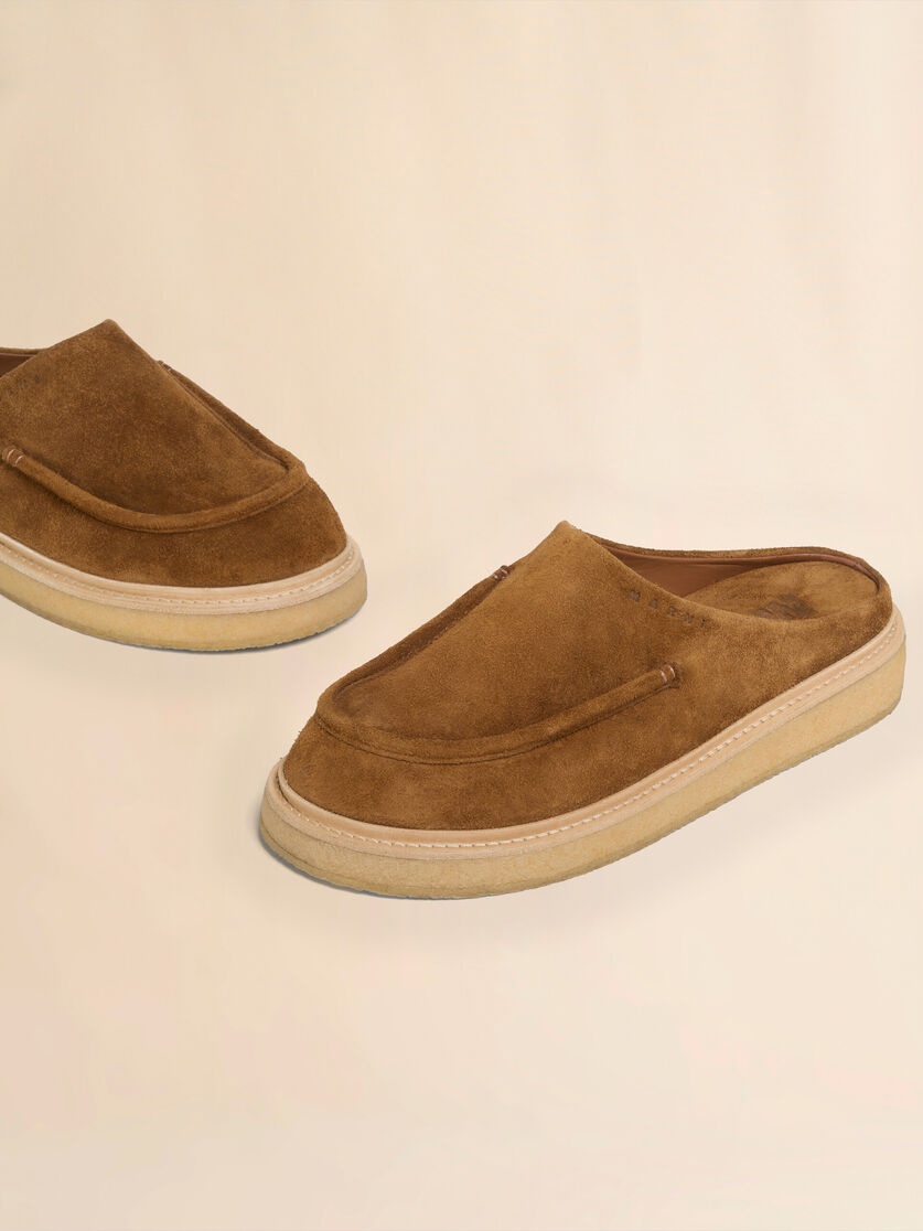 BROWN SUEDE SABOT WITH PARA RUBBER SOLE - 5
