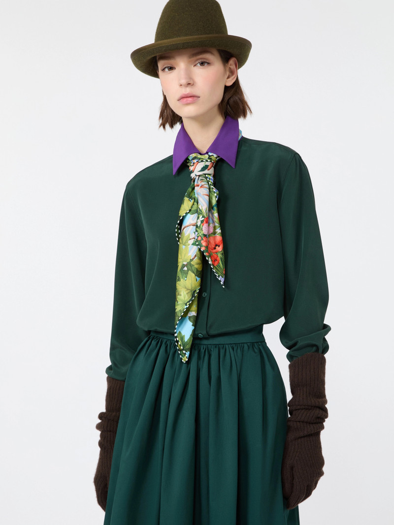 WKSECCELSO Silk crepe de chine shirt - DARK GREEN 5