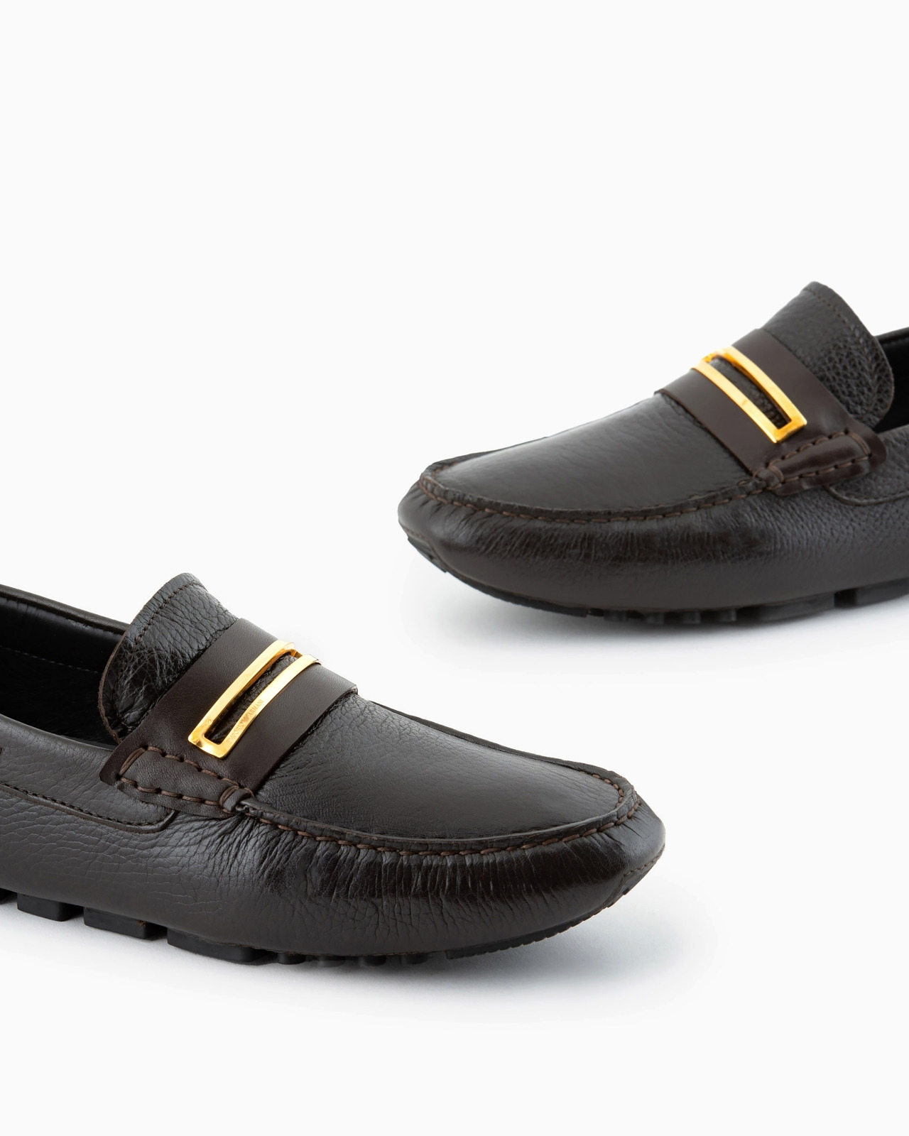 Pebbled leather driving loafers with stirrup bar - 5