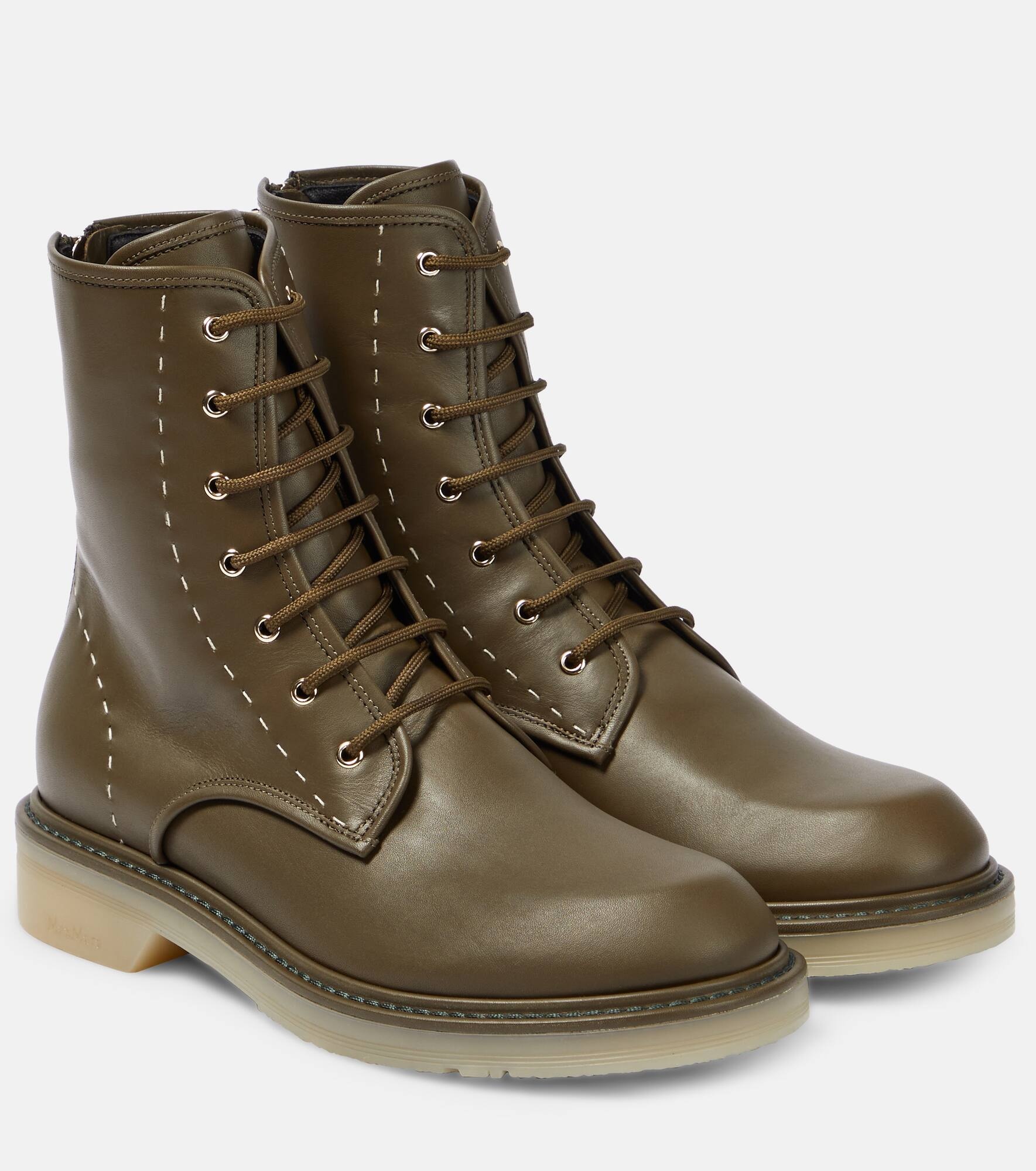 Leather combat boots - 1