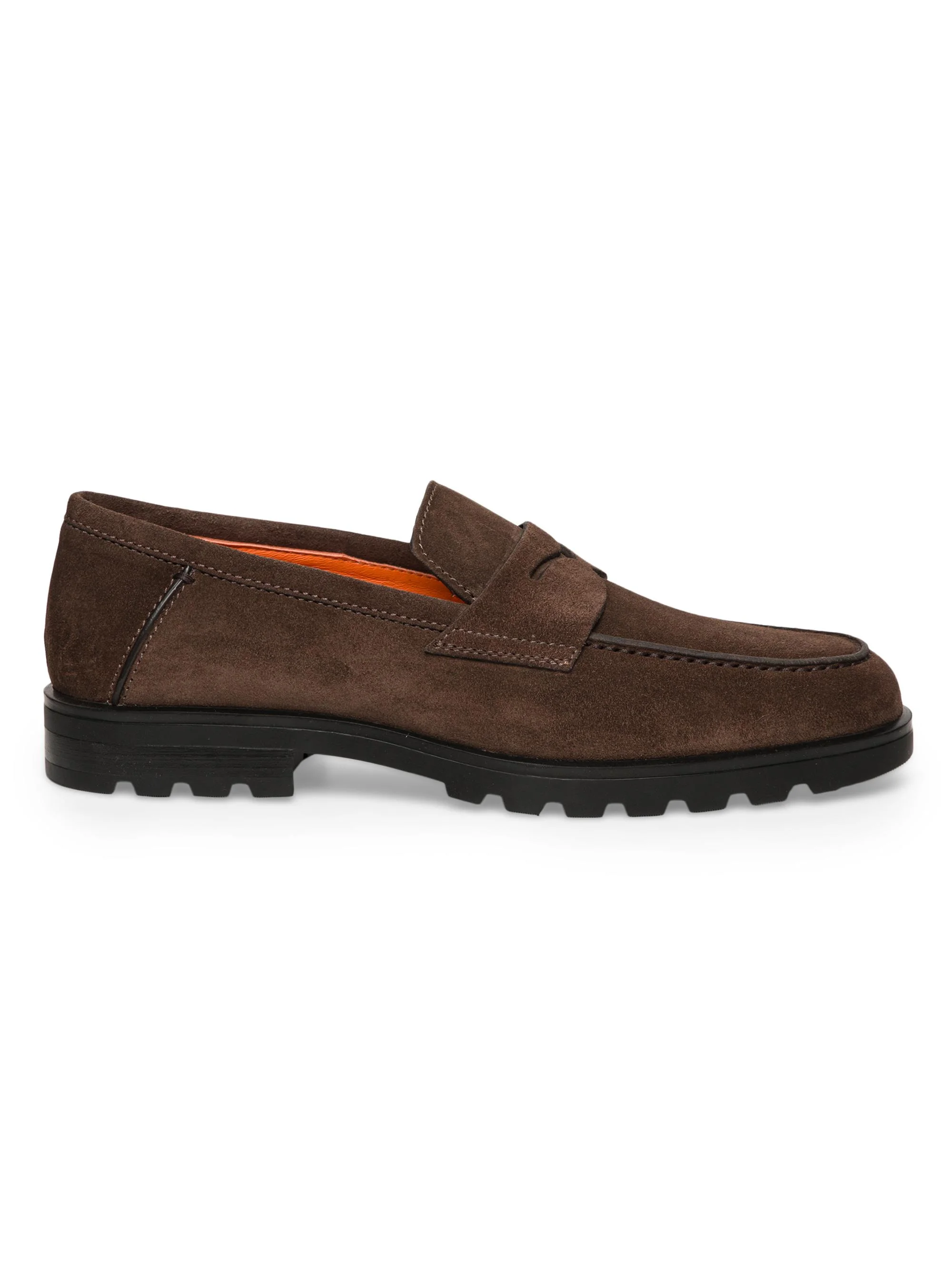 Men's Burnished Suede Loafers - Dark Brown - 1